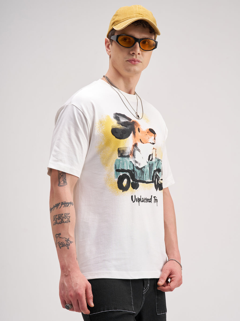Highlander Men White Printed Round Neck T-Shirt - White - Image 6