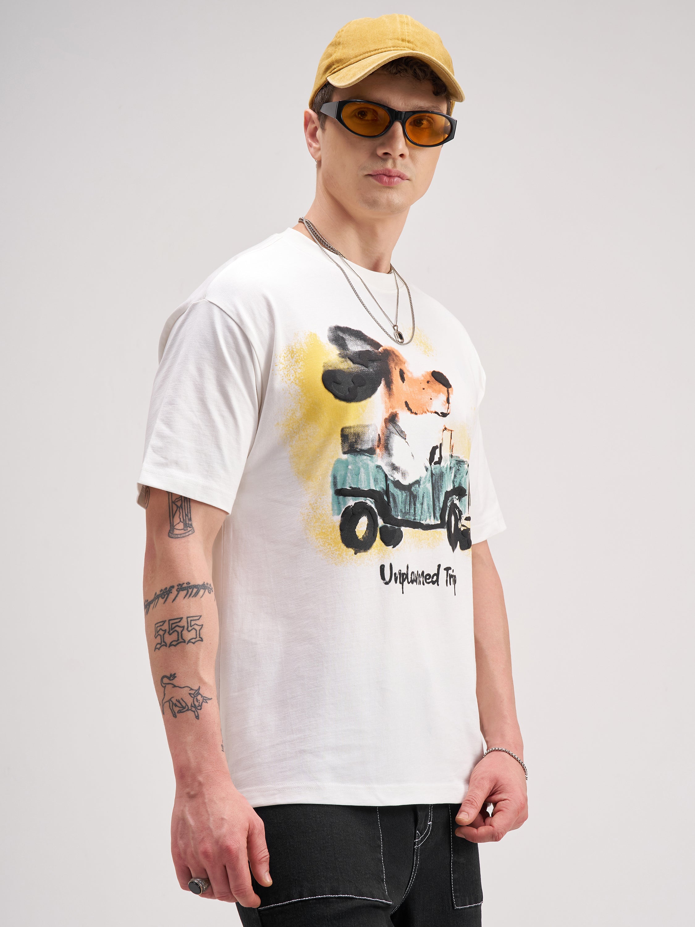 Highlander Men White Printed Round Neck T-Shirt - White - Image 6