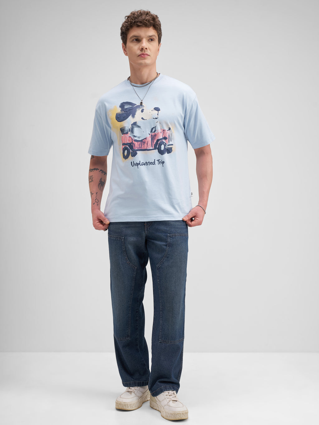 Highlander Men Blue Printed Round Neck T-Shirt - Blue - Image 2