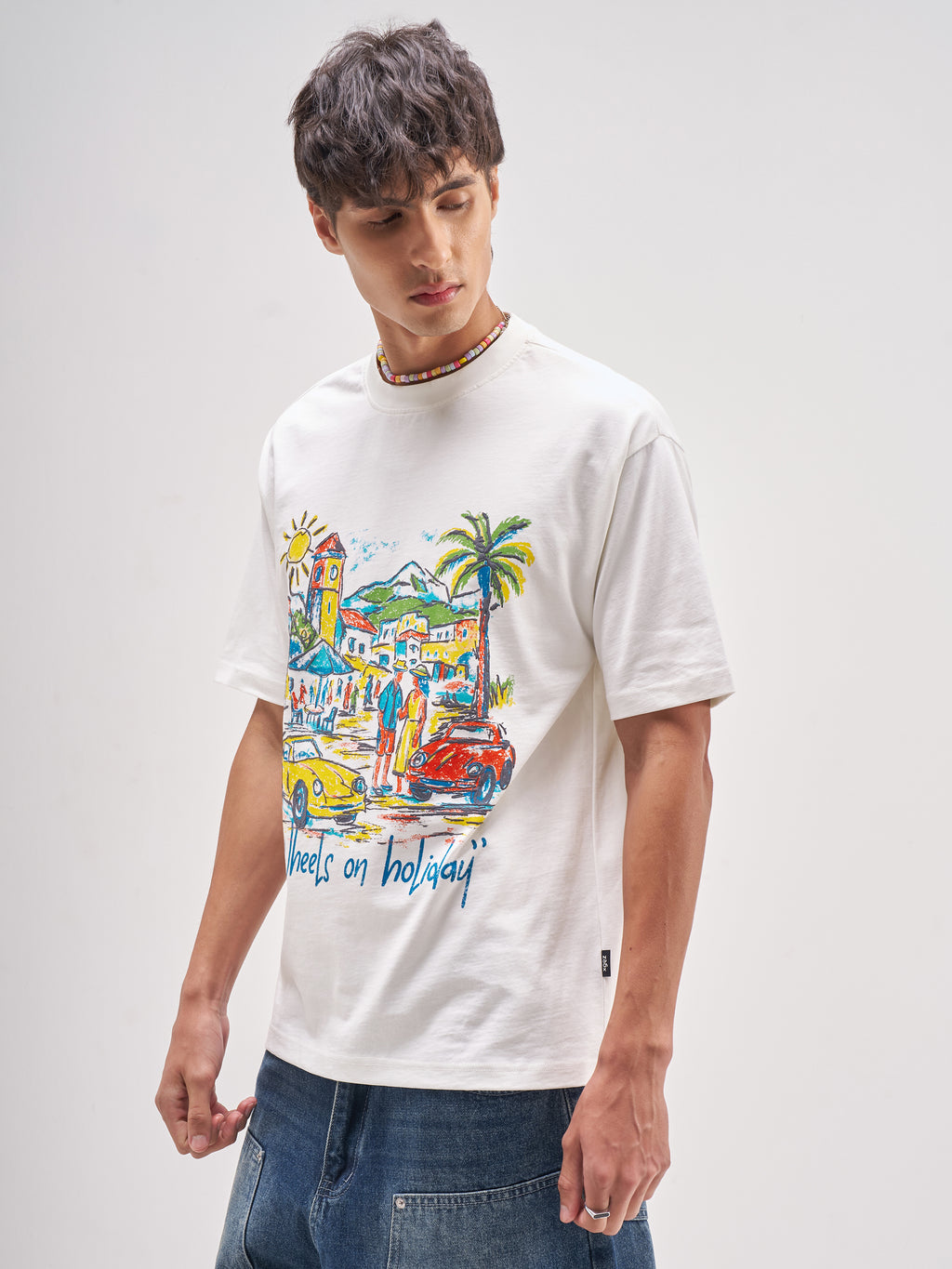Highlander Men White Printed Round Neck T-Shirt - White - Image 4