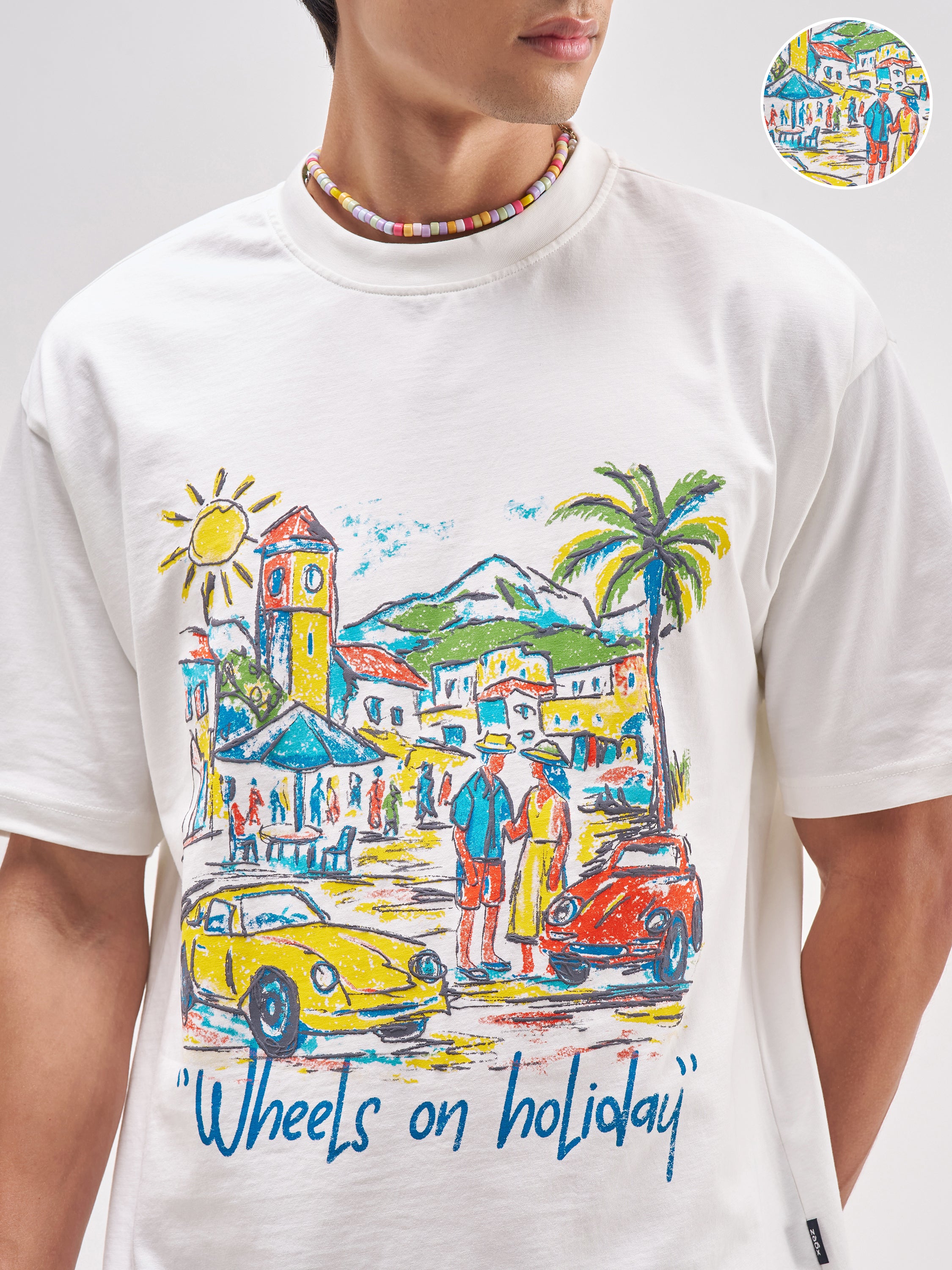 Highlander Men White Printed Round Neck T-Shirt - White - Image 5