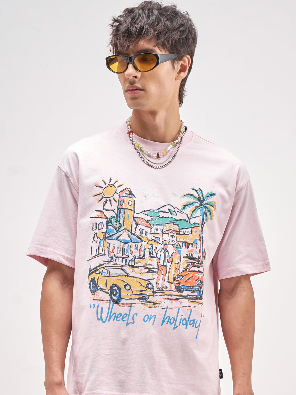 Highlander Men Pink Printed Round Neck T-Shirt - Pink - Image 1