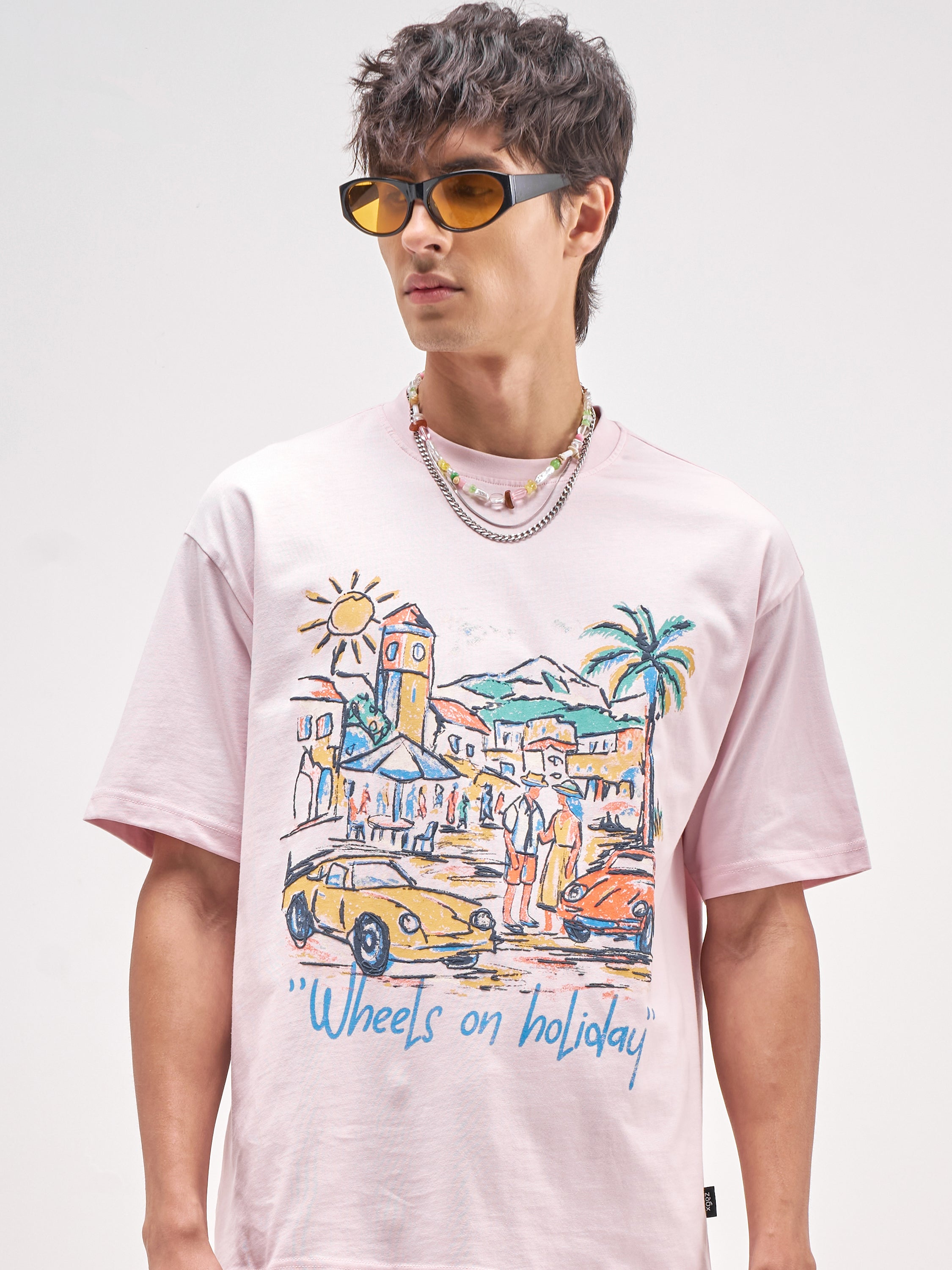 Highlander Men Pink Printed Round Neck T-Shirt - Pink - Image 1