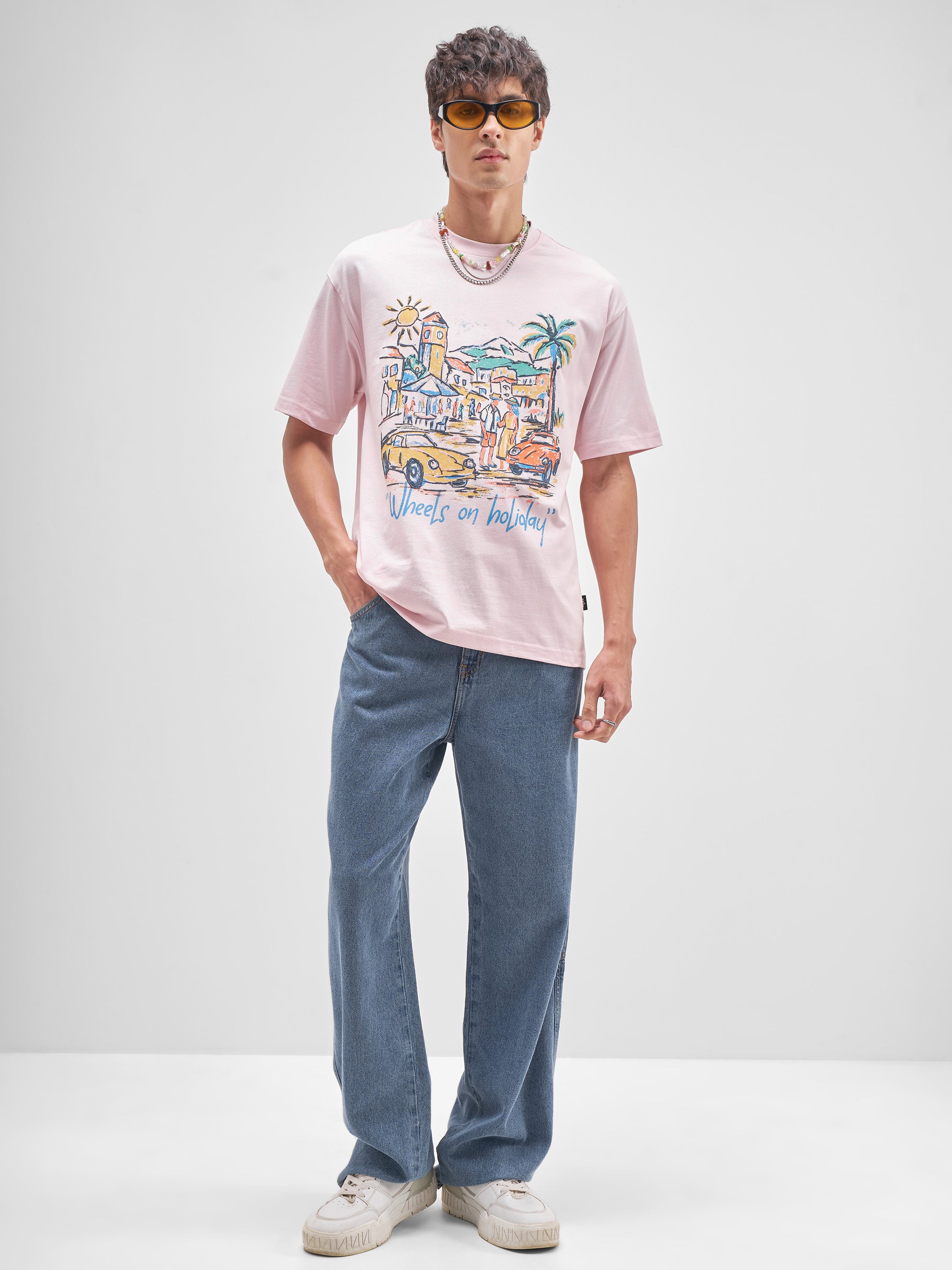 Highlander Men Pink Printed Round Neck T-Shirt - Pink - Image 2