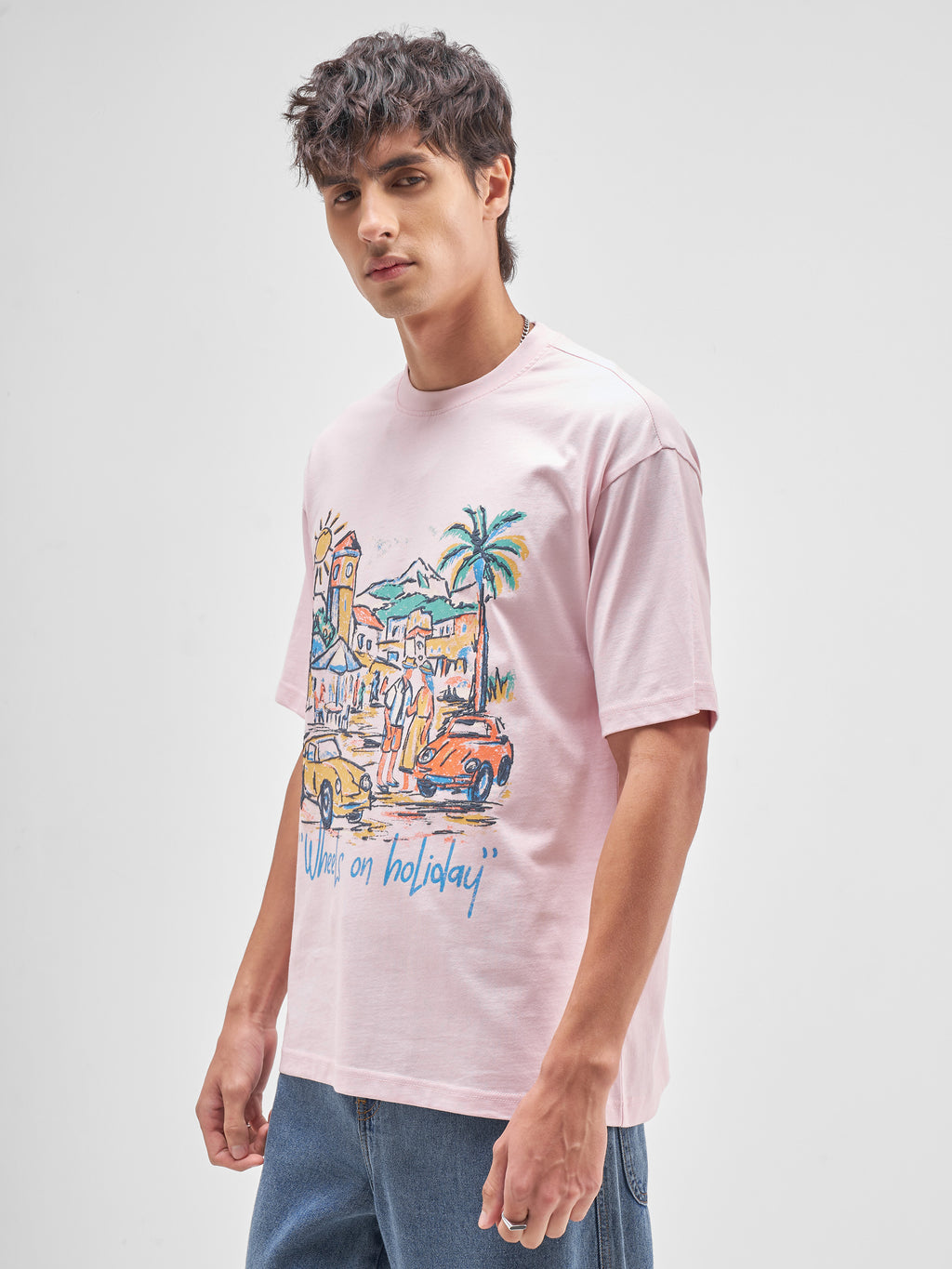Highlander Men Pink Printed Round Neck T-Shirt - Pink - Image 4