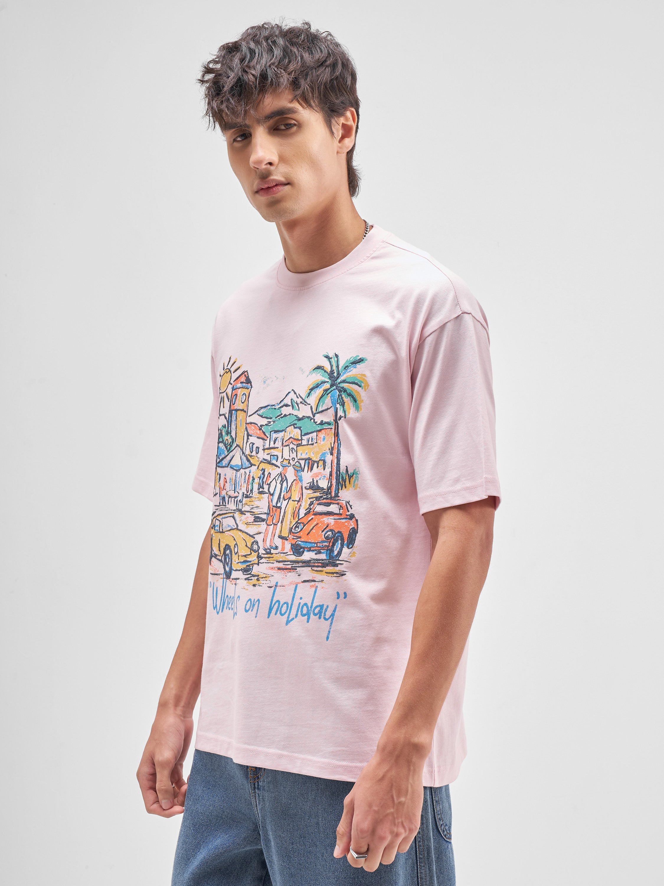Highlander Men Pink Printed Round Neck T-Shirt - Pink - Image 4
