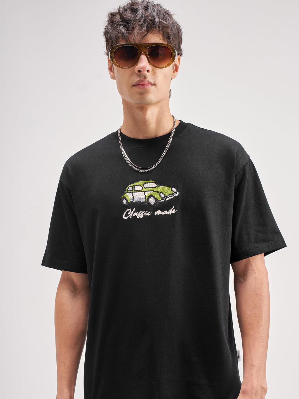 Highlander Men Black Embroidered Round Neck Embroidered T-Shirt - Black - Image 1
