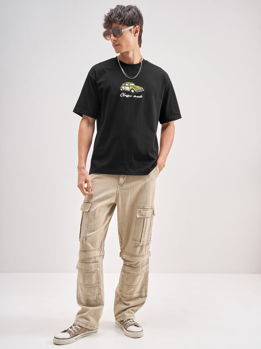Highlander Men Black Embroidered Round Neck Embroidered T-Shirt - Black - Image 2