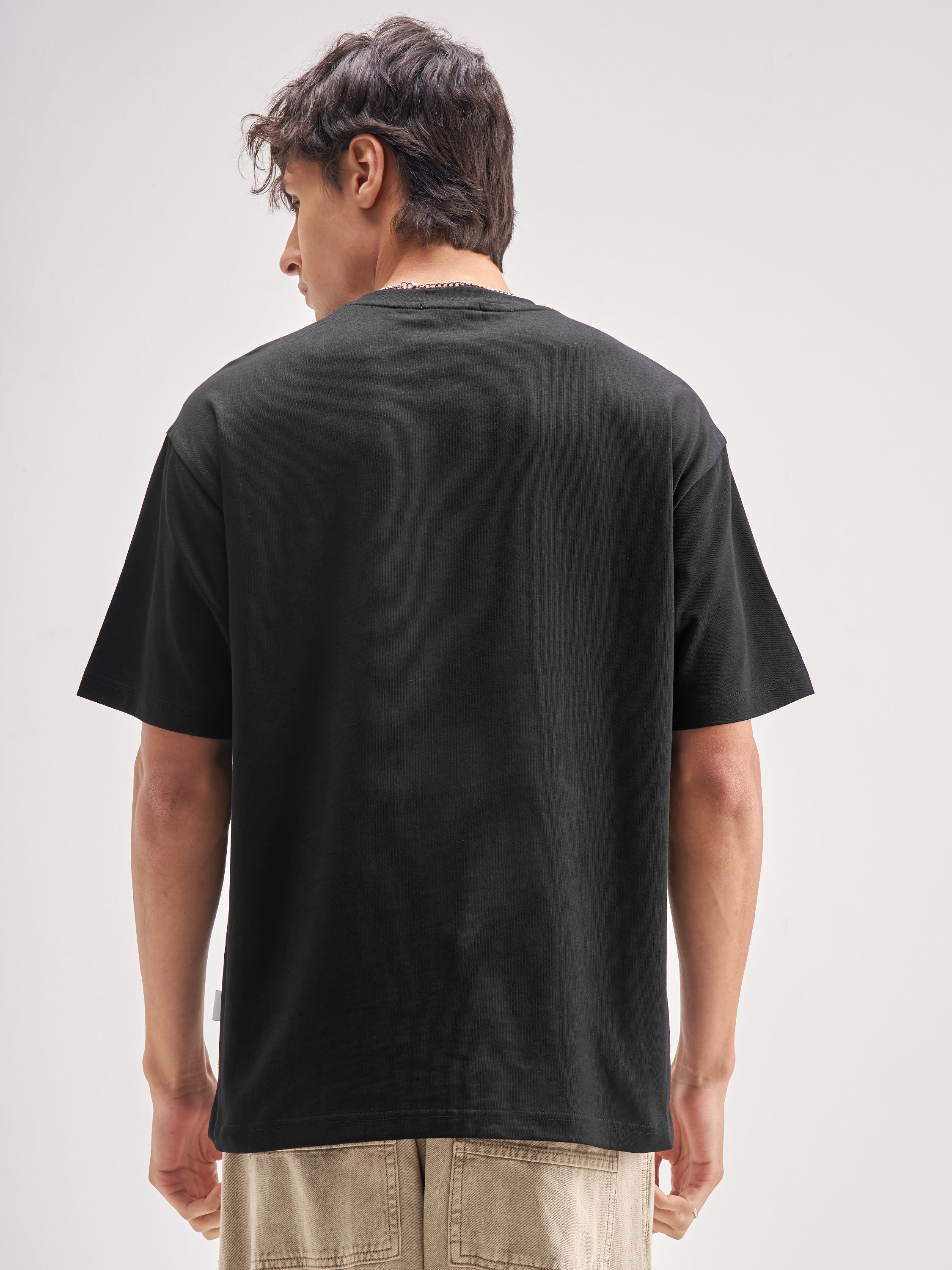 Highlander Men Black Embroidered Round Neck Embroidered T-Shirt - Black - Image 3