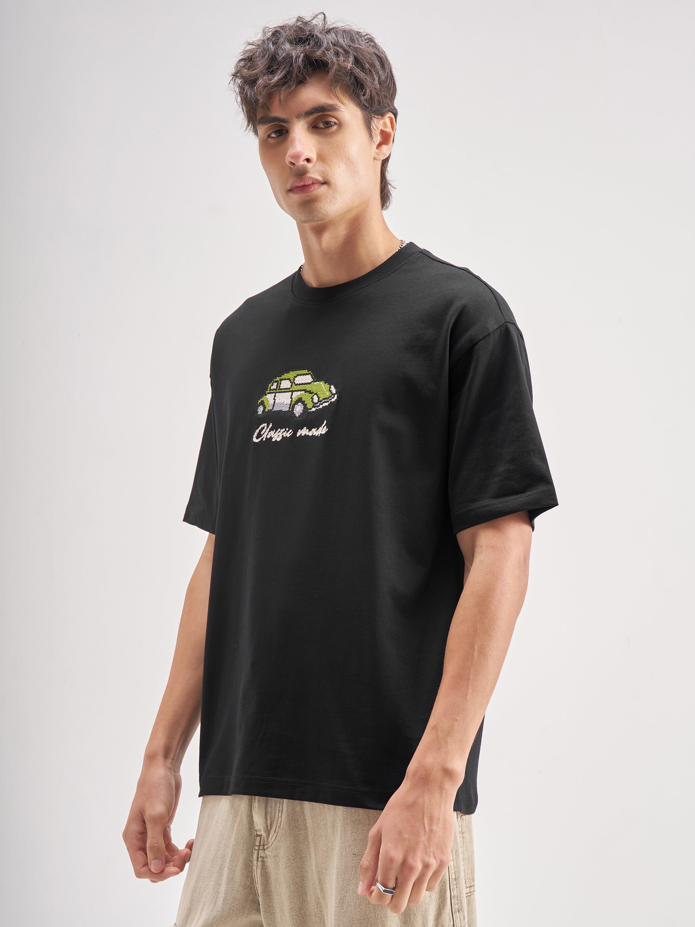 Highlander Men Black Embroidered Round Neck Embroidered T-Shirt - Black - Image 4