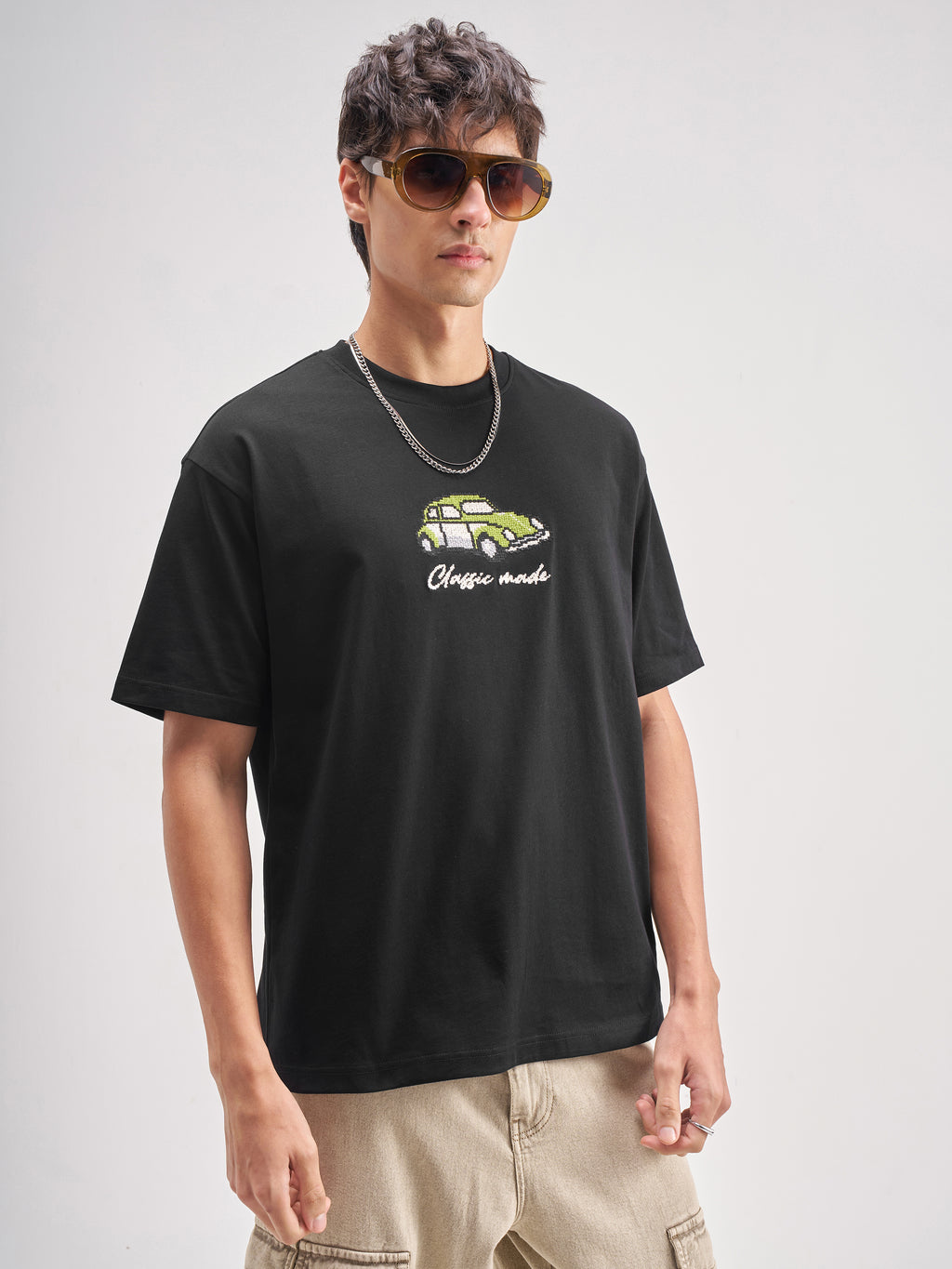 Highlander Men Black Embroidered Round Neck Embroidered T-Shirt - Black - Image 6