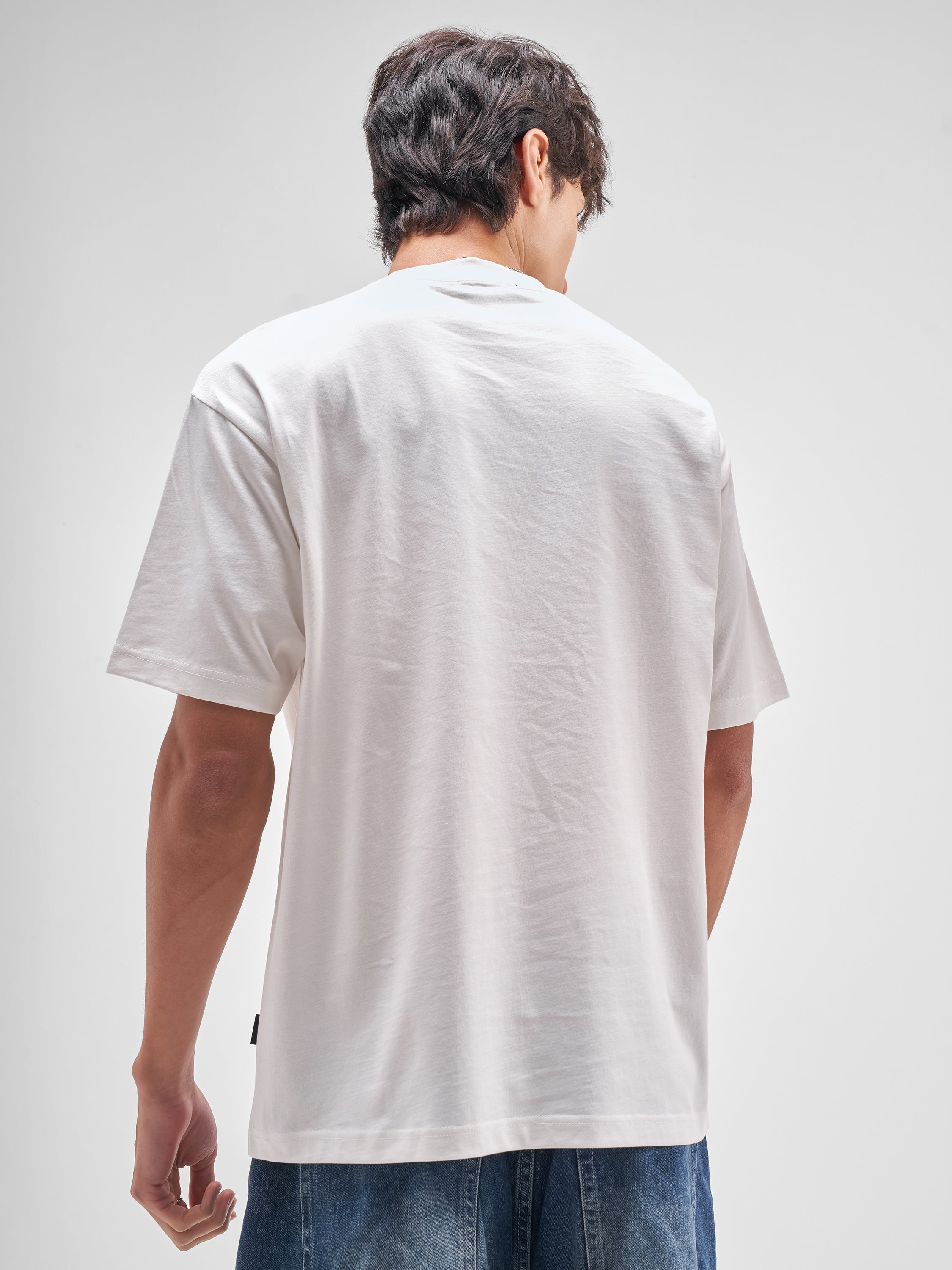 Highlander Men White Embroidered Round Neck Embroidered T-Shirt - White - Image 3
