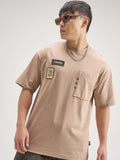 Highlander Men Tan Applique Round Neck T-Shirt - Tan - Image 1