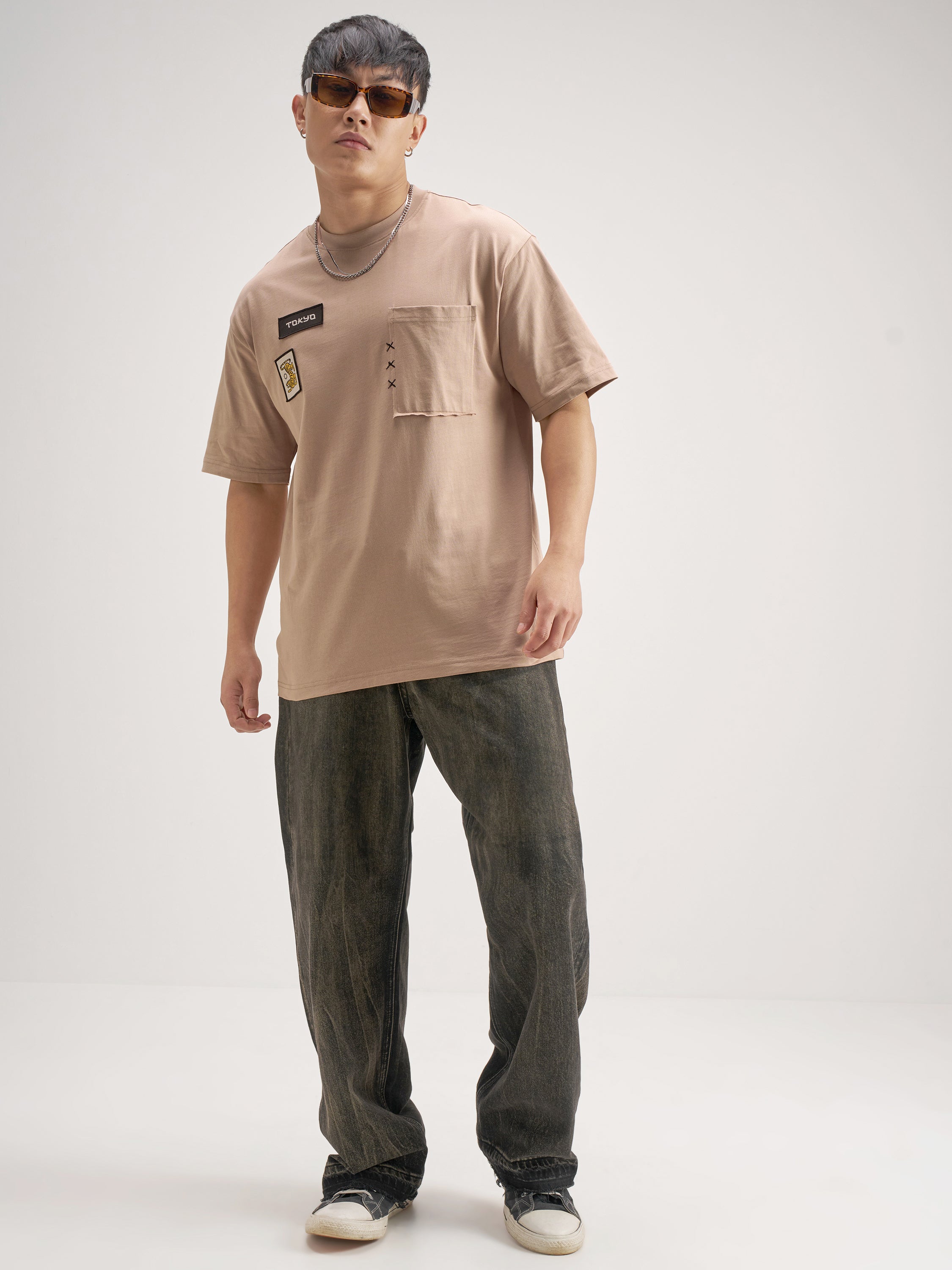 Highlander Men Tan Applique Round Neck T-Shirt - Tan - Image 2