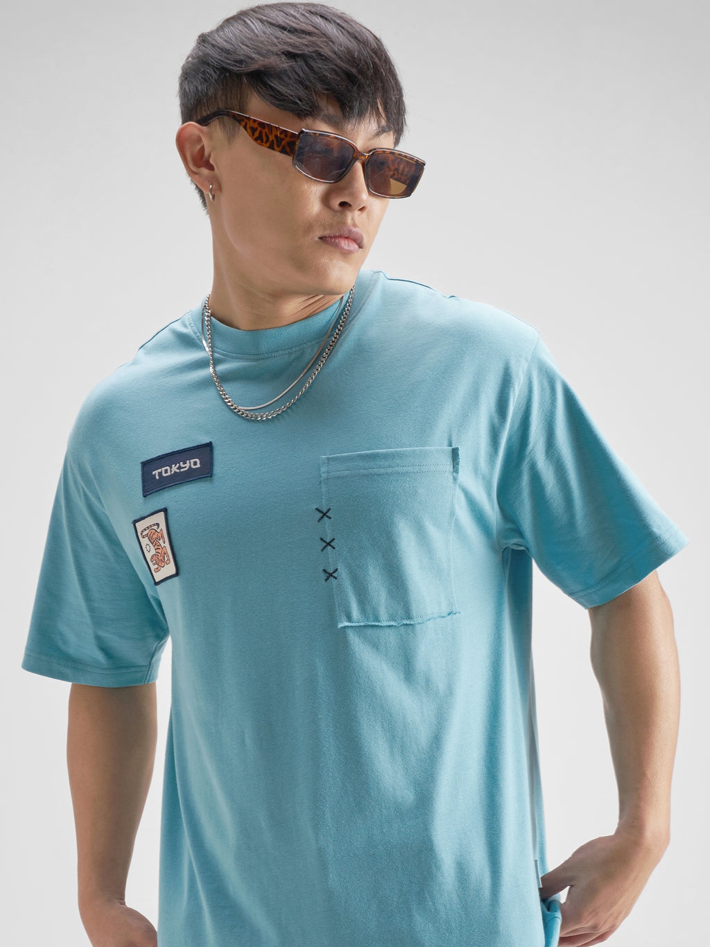 Highlander Men Blue Printed Round Neck T-Shirt - Blue - Image 1