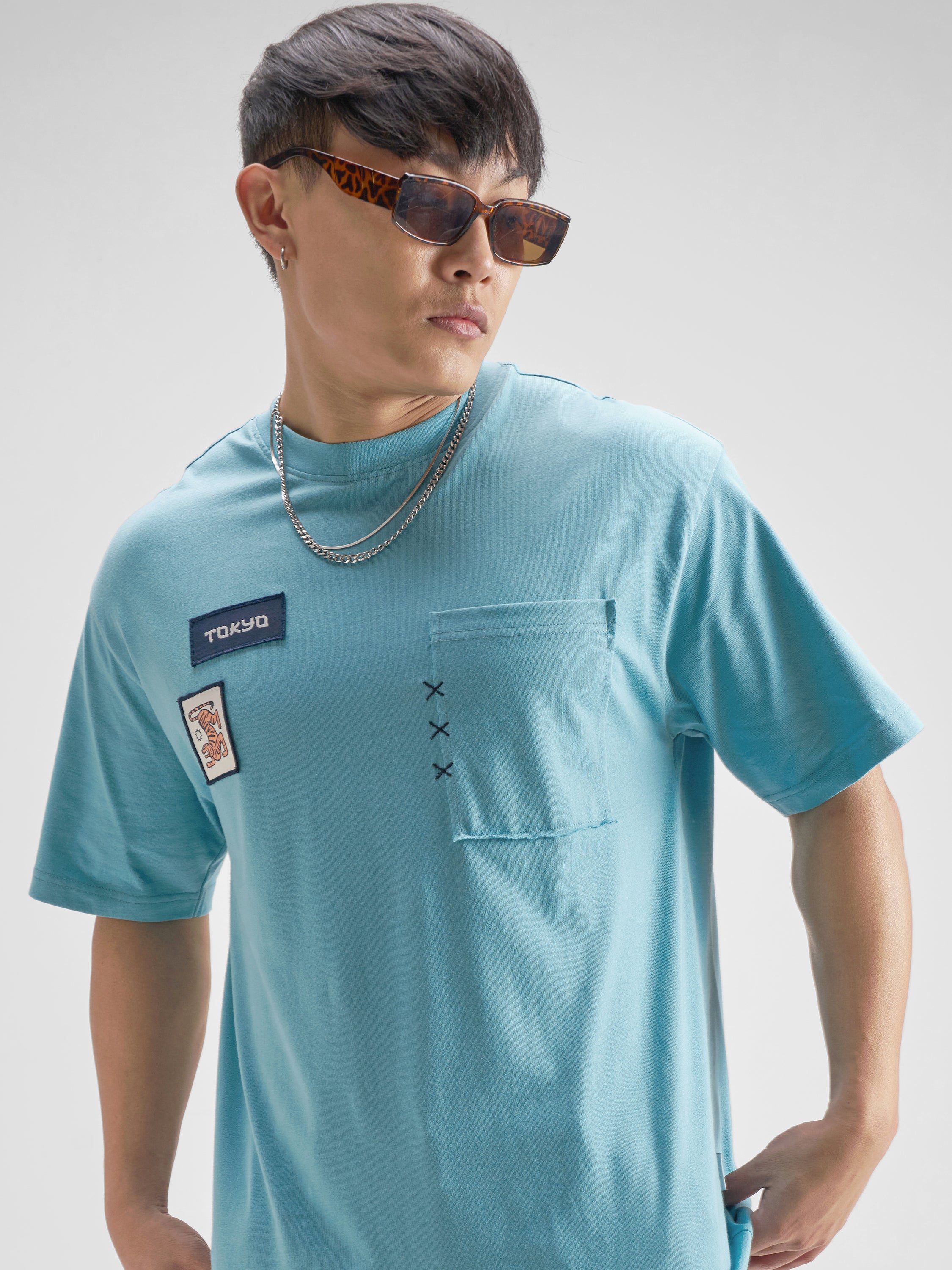 Highlander Men Blue Printed Round Neck T-Shirt - Blue - Image 1