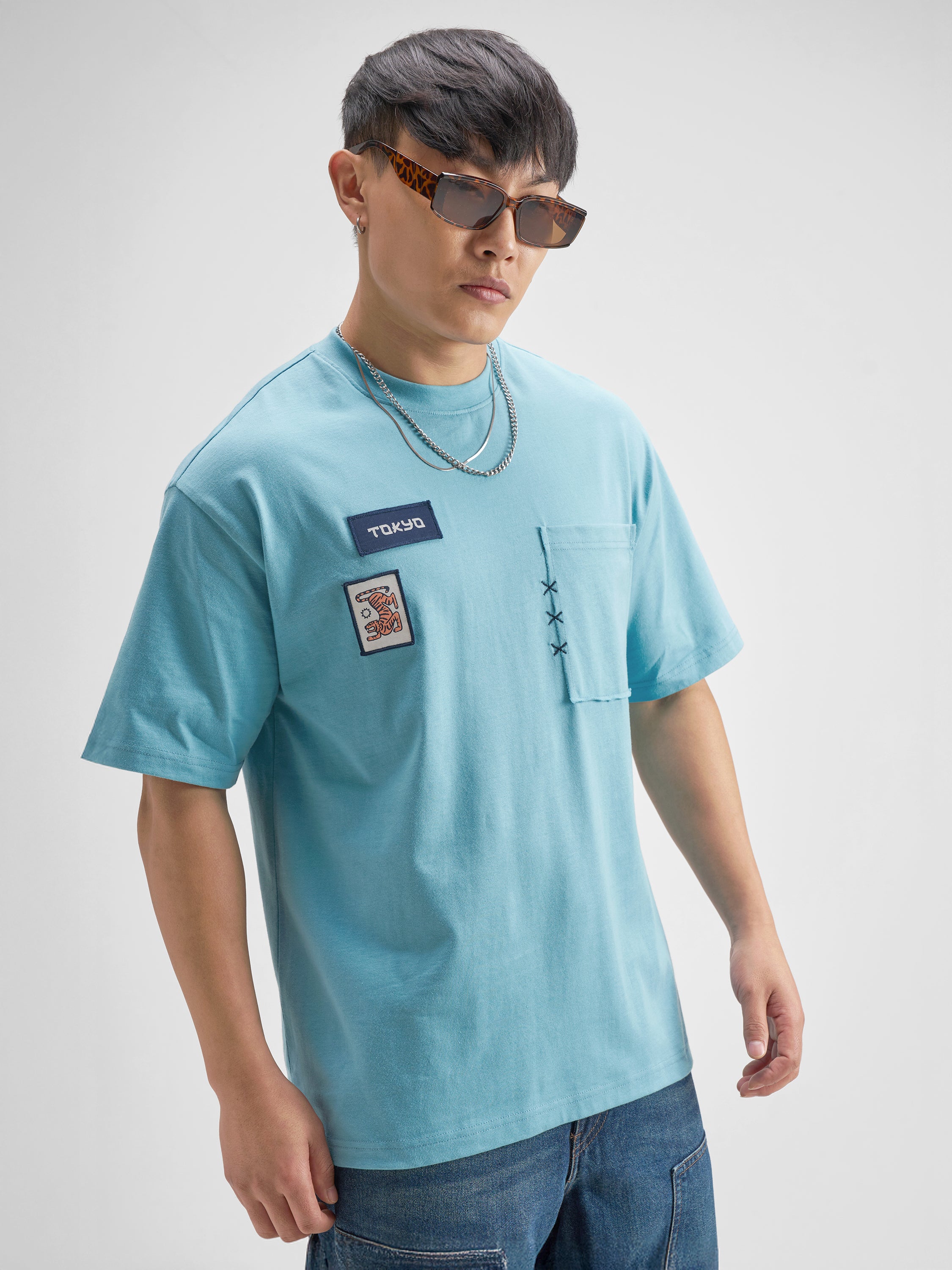 Highlander Men Blue Printed Round Neck T-Shirt - Blue - Image 6