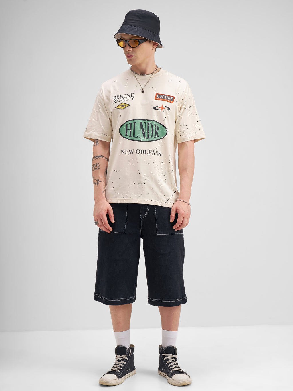 Highlander Men Beige Printed Round Neck T-Shirt - Beige - Image 2