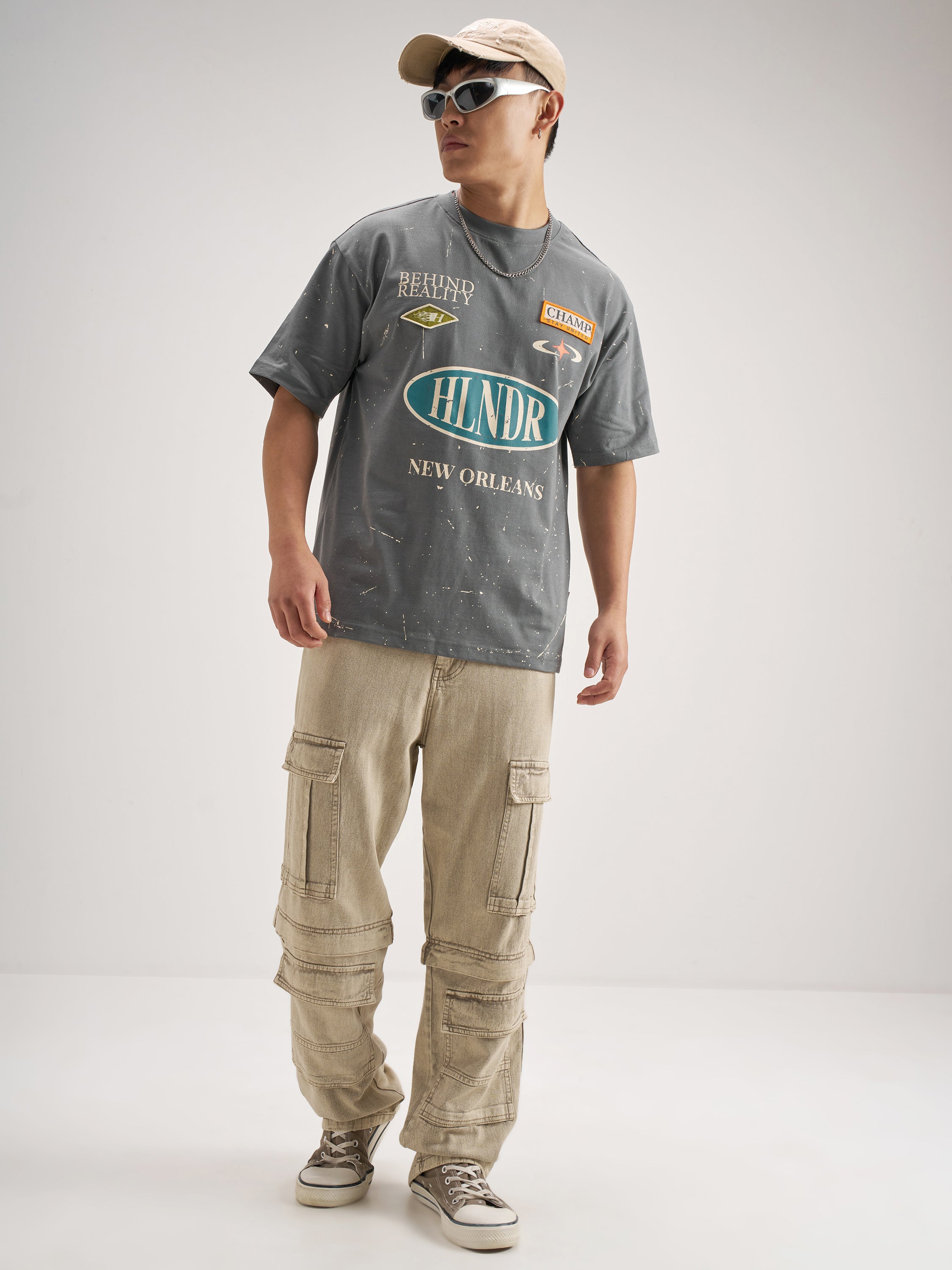 Highlander Men Grey Printed Round Neck T-Shirt - Grey - Image 2
