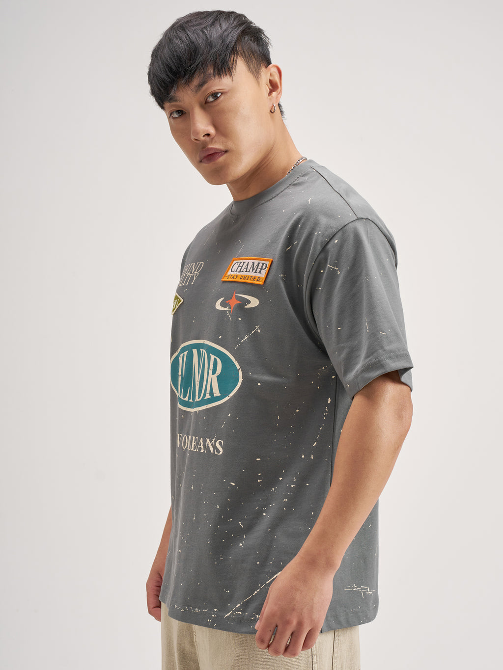 Highlander Men Grey Printed Round Neck T-Shirt - Grey - Image 4