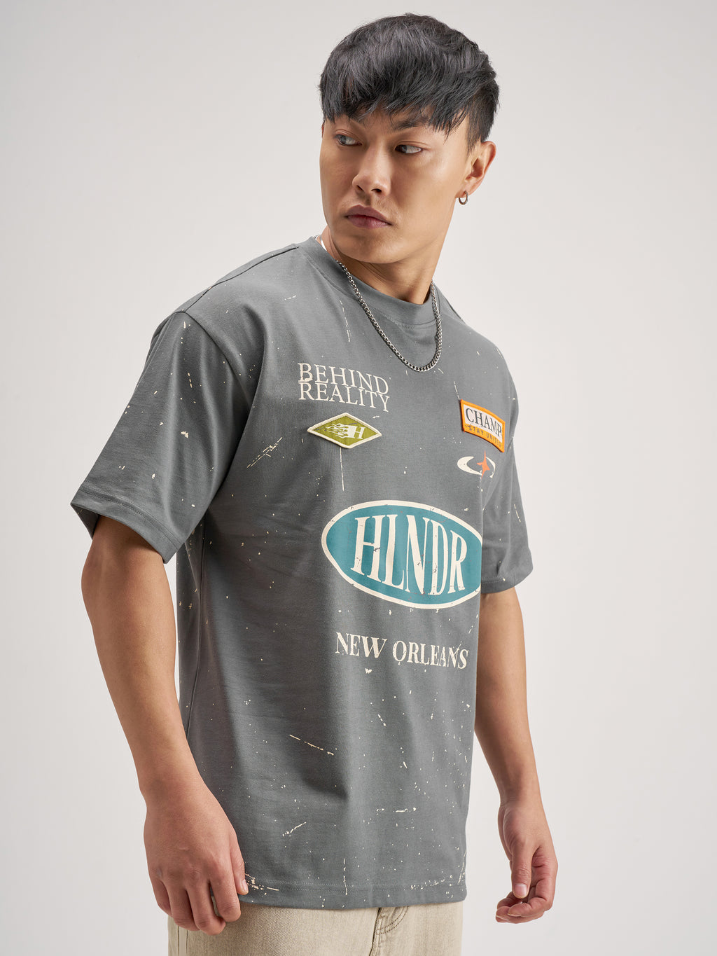 Highlander Men Grey Printed Round Neck T-Shirt - Grey - Image 6