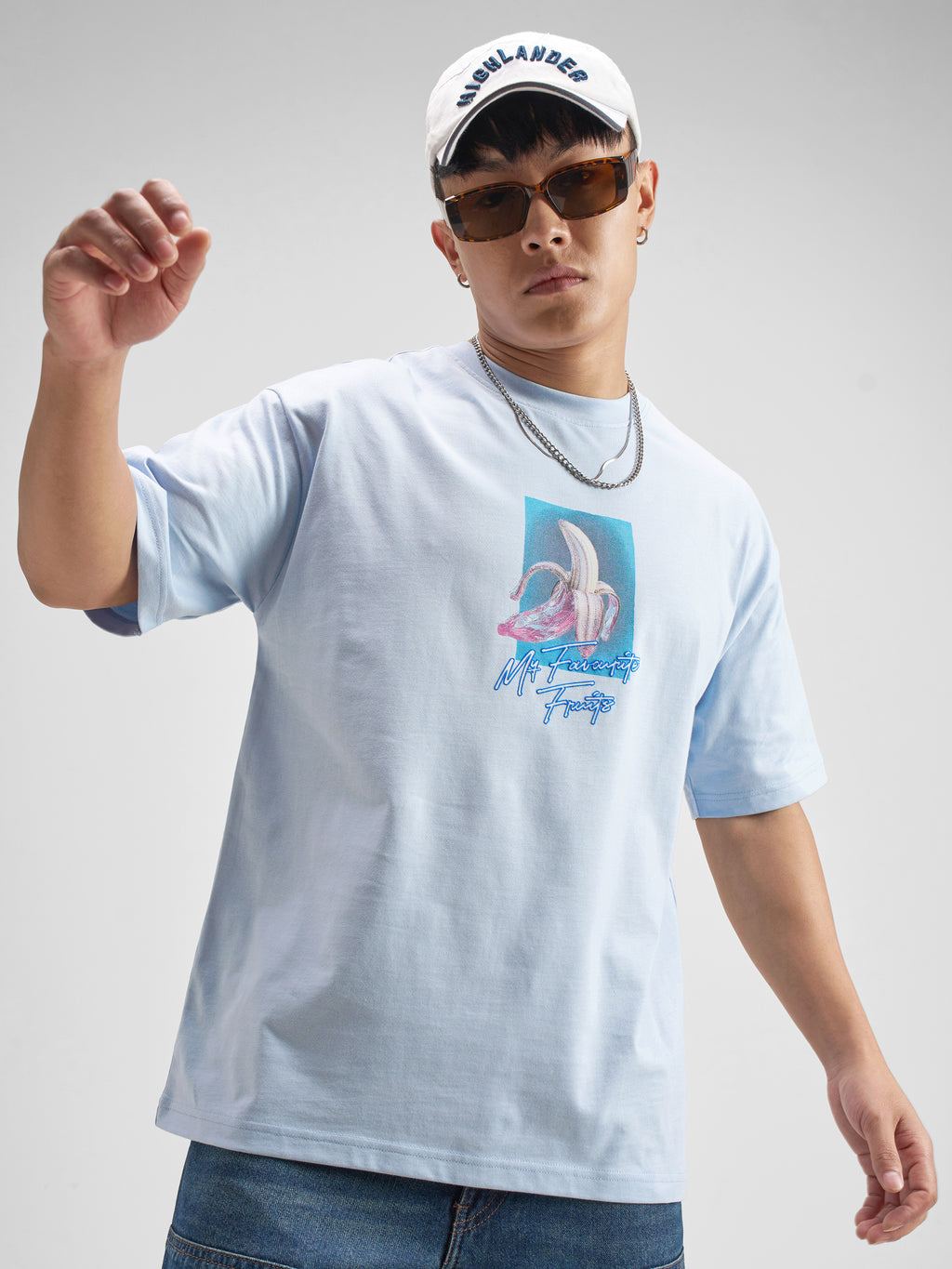 Highlander Men Blue Printed Round Neck T-Shirt - Blue - Image 3
