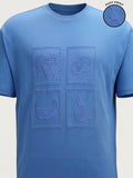 Highlander Men Blue Printed Round Neck T-Shirt - Blue - Image 1
