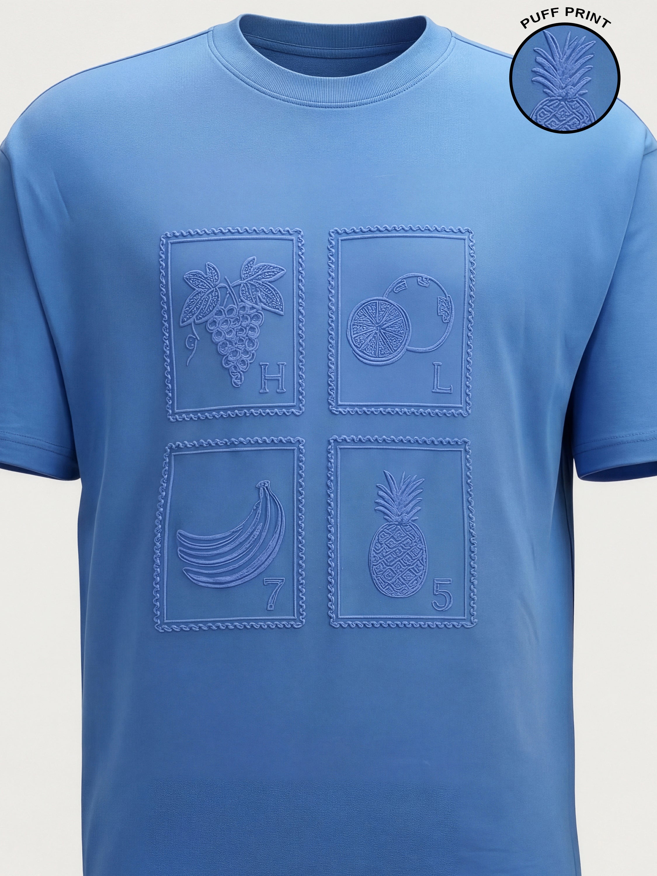 Highlander Men Blue Printed Round Neck T-Shirt - Blue - Image 1