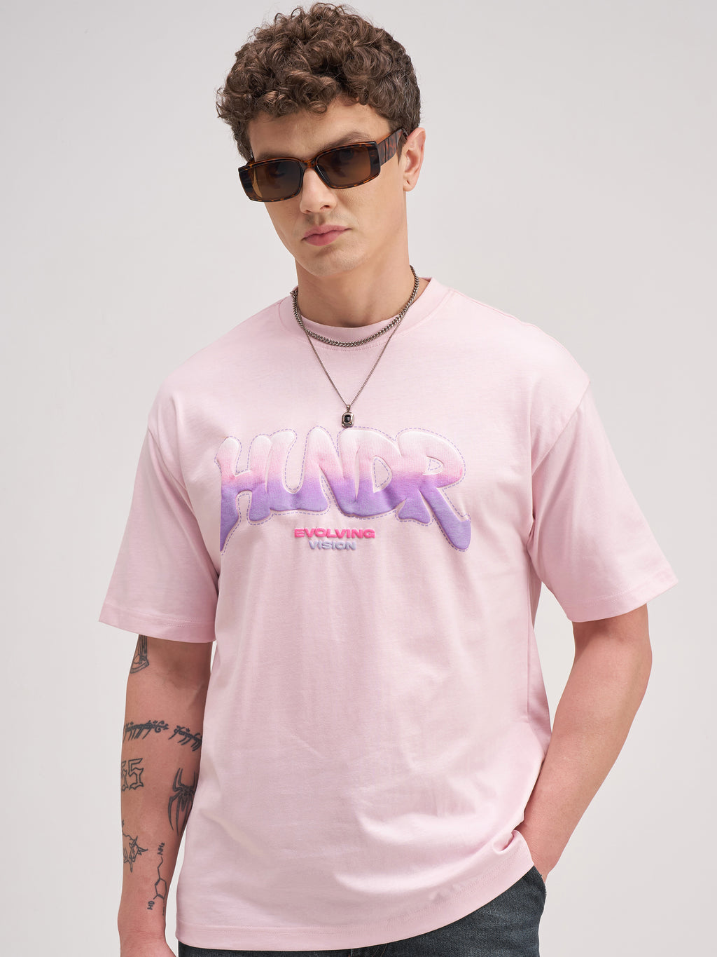 Highlander Men Pink Printed Round Neck T-Shirt - Pink - Image 1