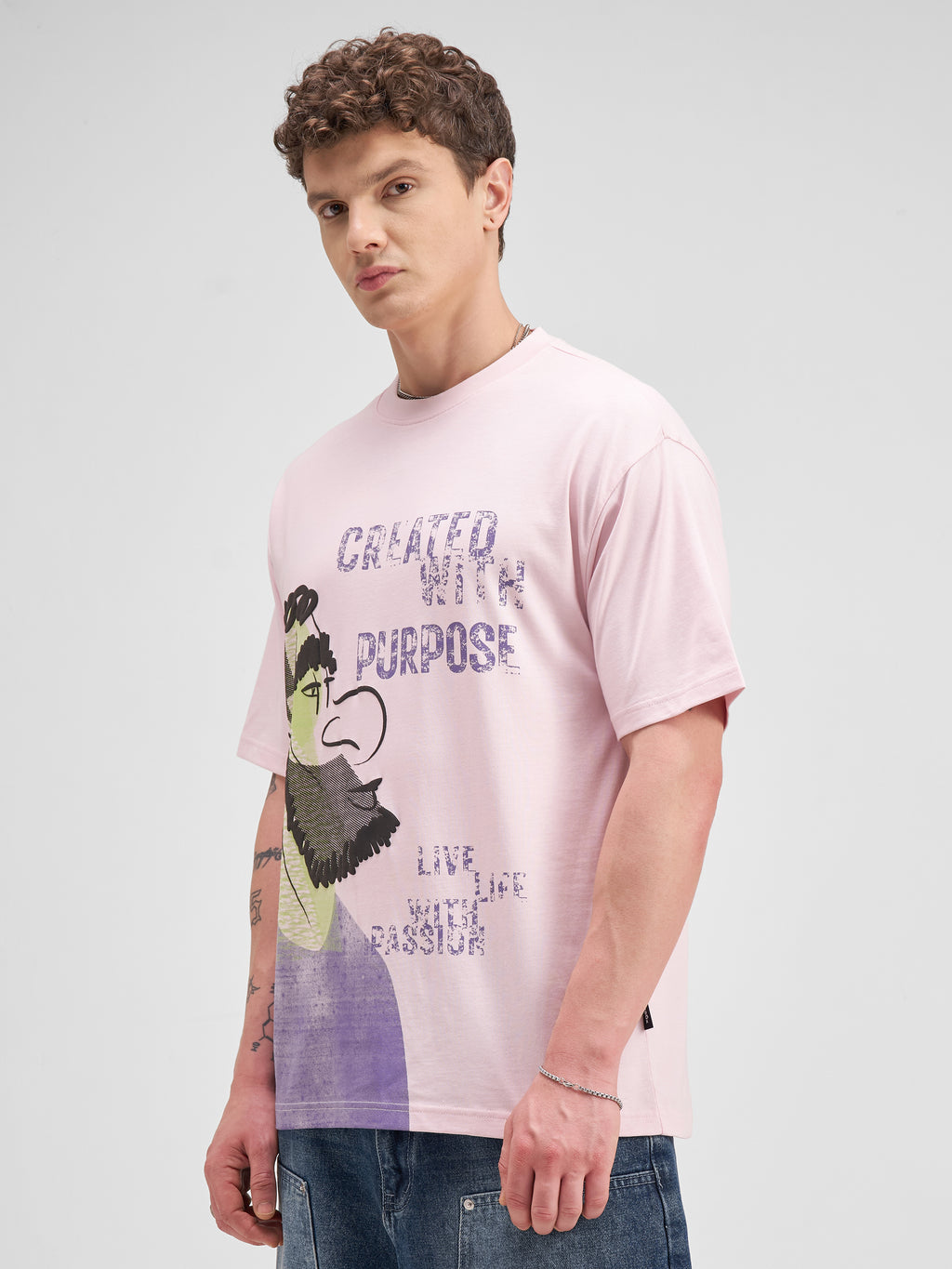 Highlander Men Pink Printed Round Neck T-Shirt - Pink - Image 4