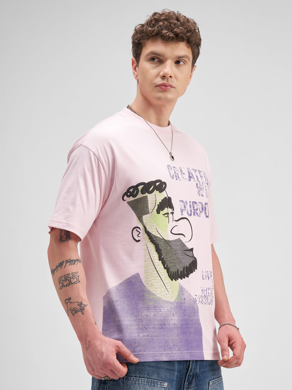 Highlander Men Pink Printed Round Neck T-Shirt - Pink - Image 6