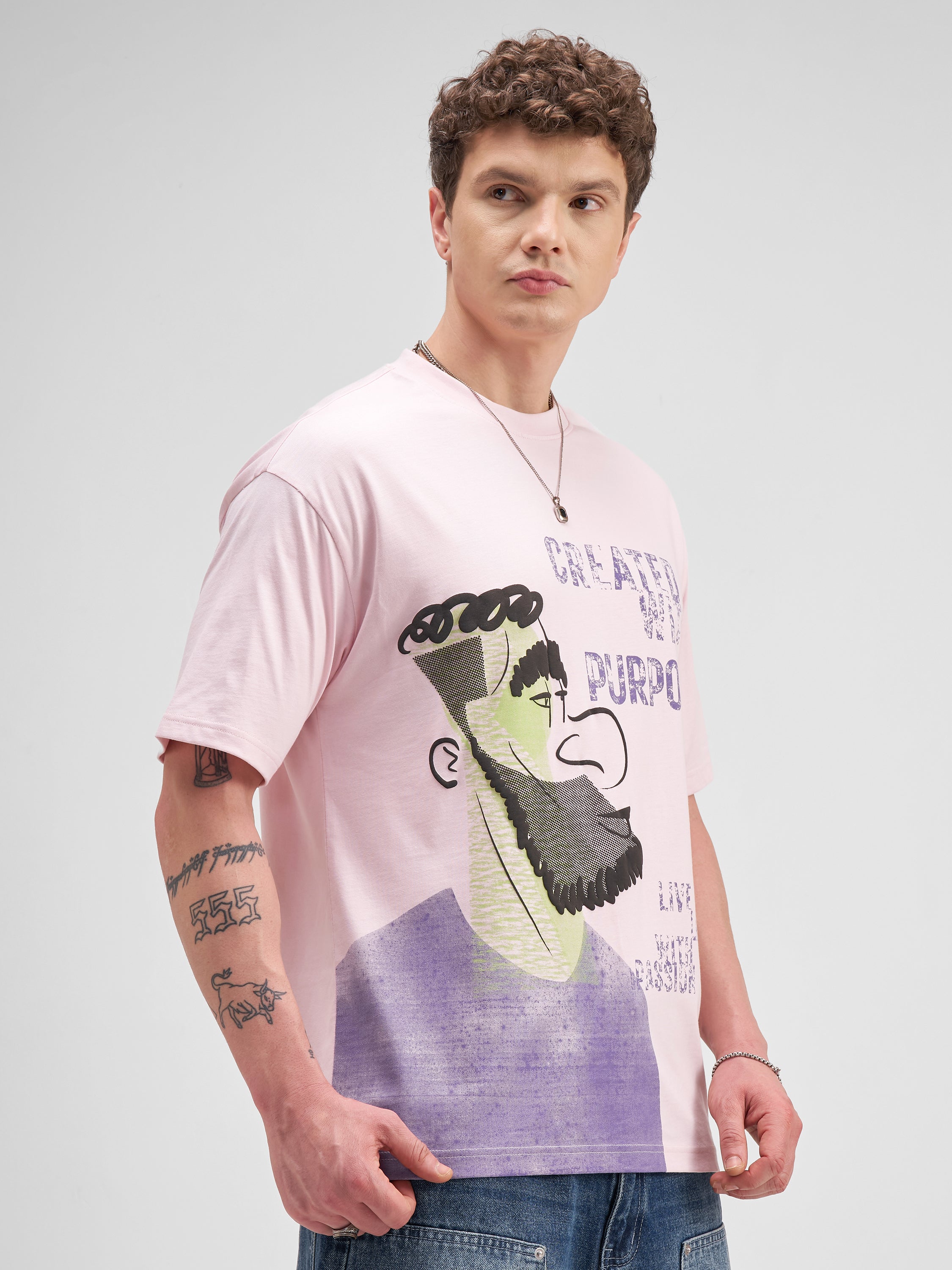 Highlander Men Pink Printed Round Neck T-Shirt - Pink - Image 6