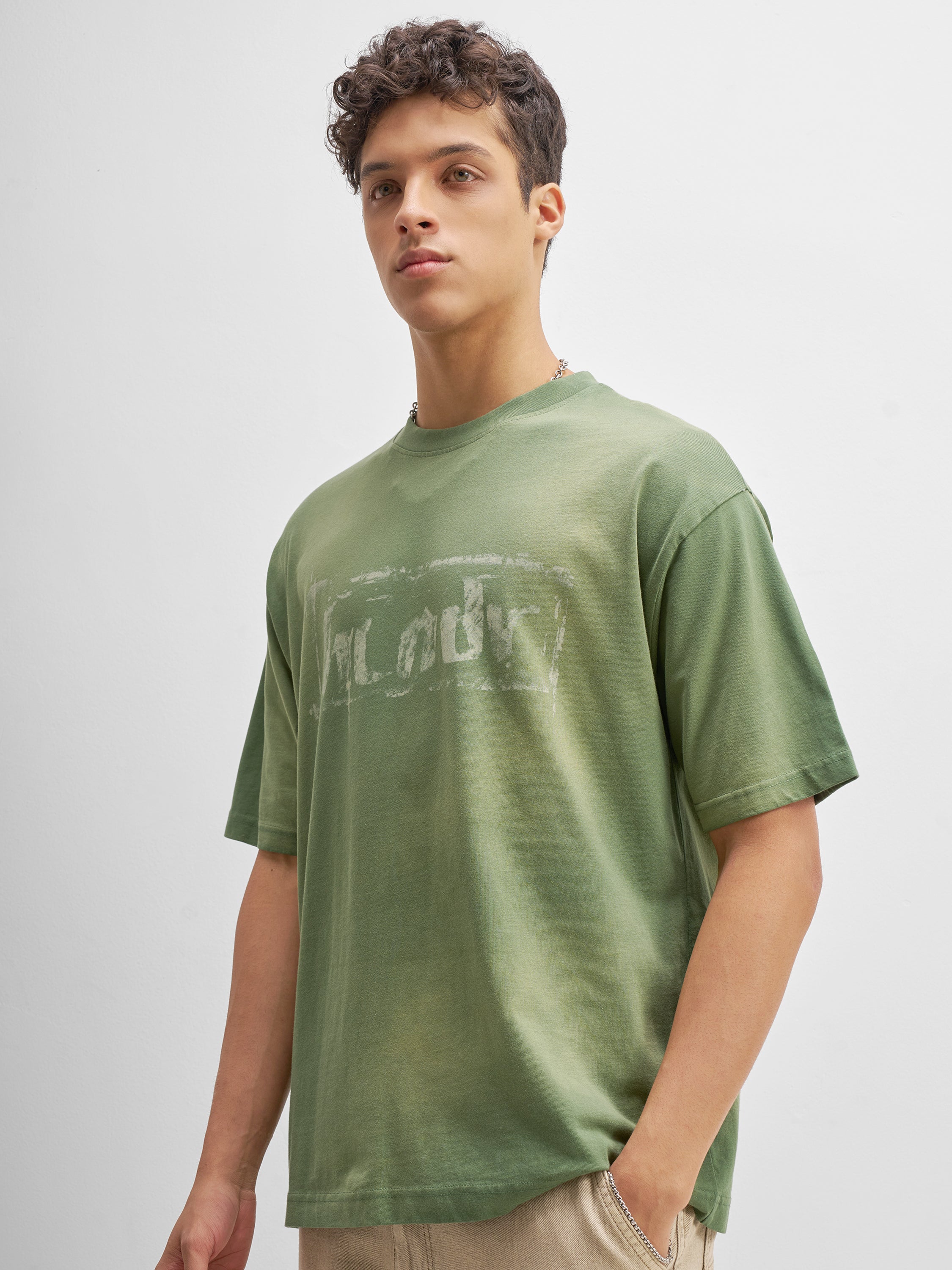 Highlander Men Olive Printed Round Neck T-Shirt - Olive - Image 4