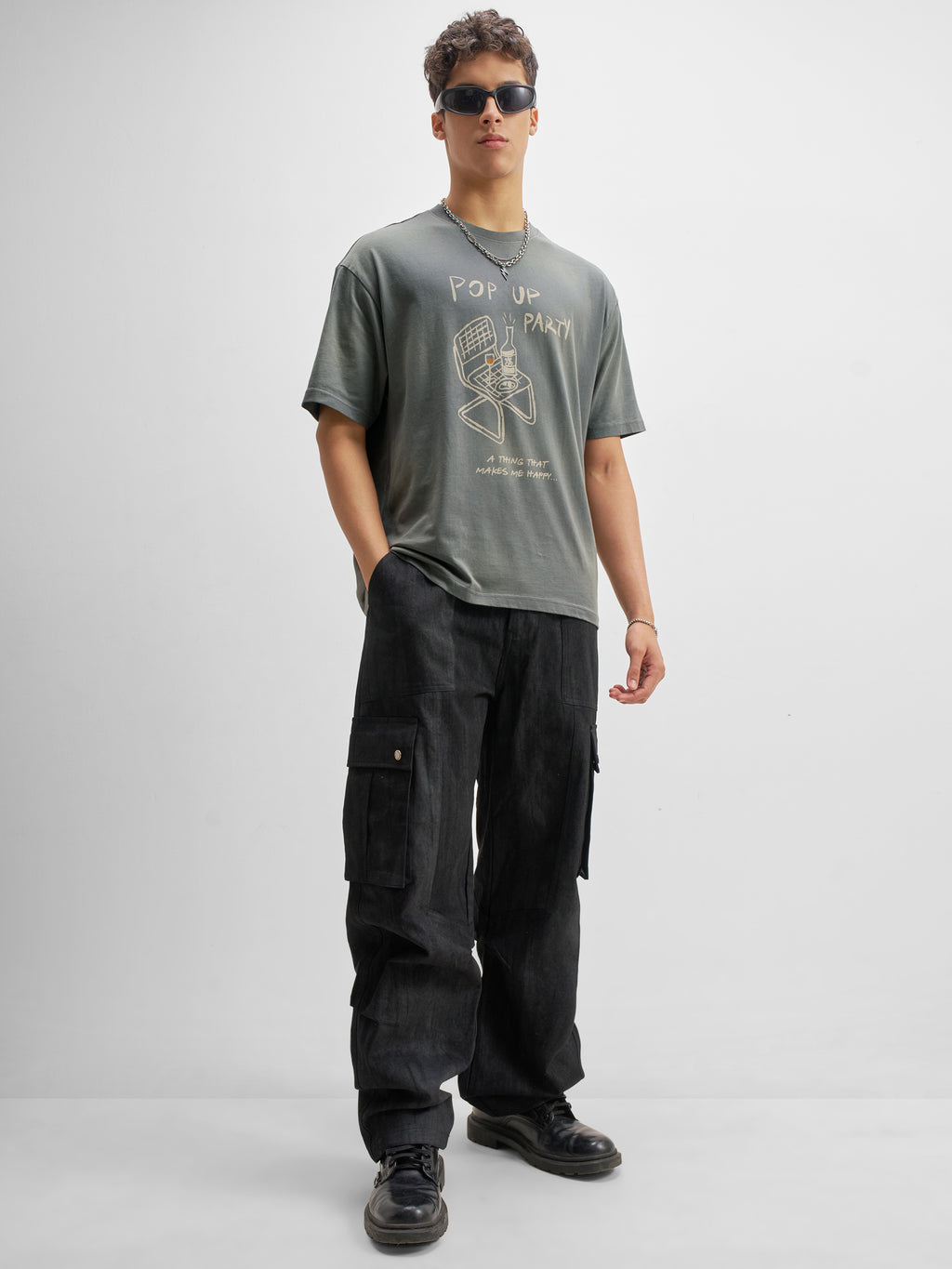Highlander Men Grey Printed Round Neck T-Shirt - Grey - Image 2