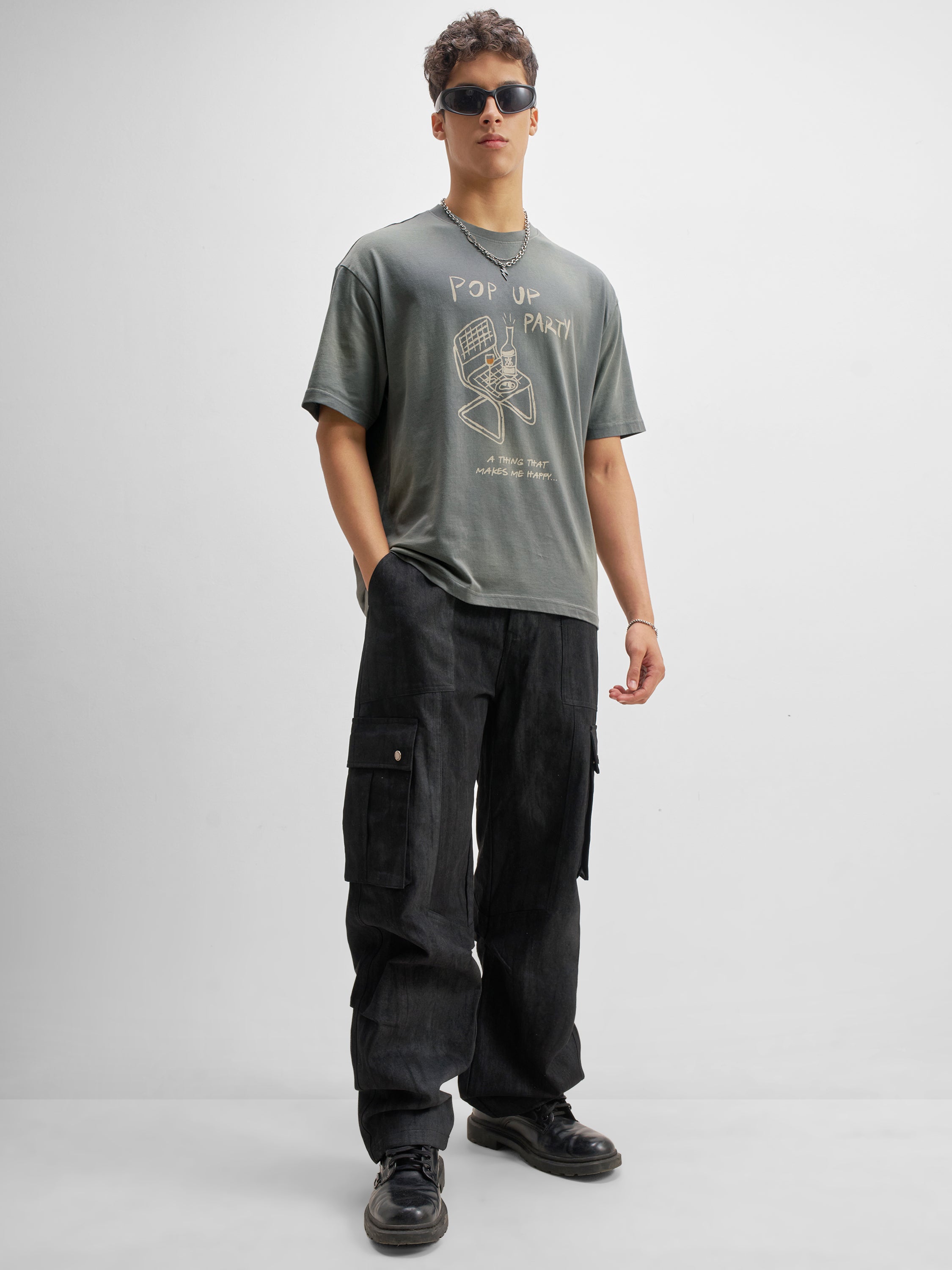 Highlander Men Grey Printed Round Neck T-Shirt - Grey - Image 2
