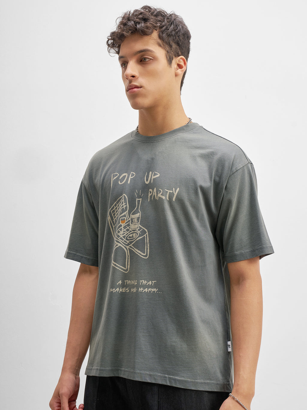 Highlander Men Grey Printed Round Neck T-Shirt - Grey - Image 4