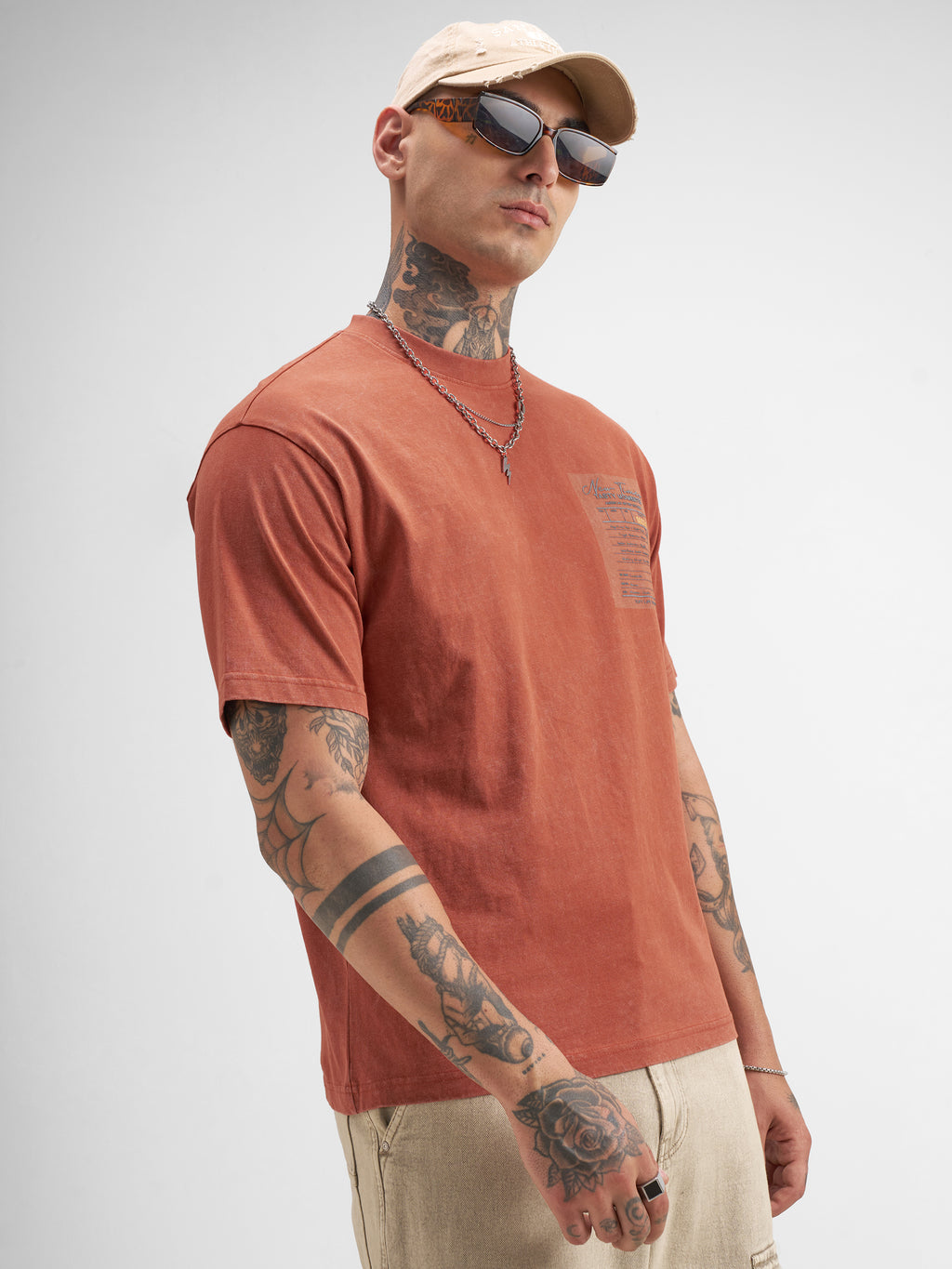 Highlander Men Rust Printed Round Neck T-Shirt - Rust - Image 6