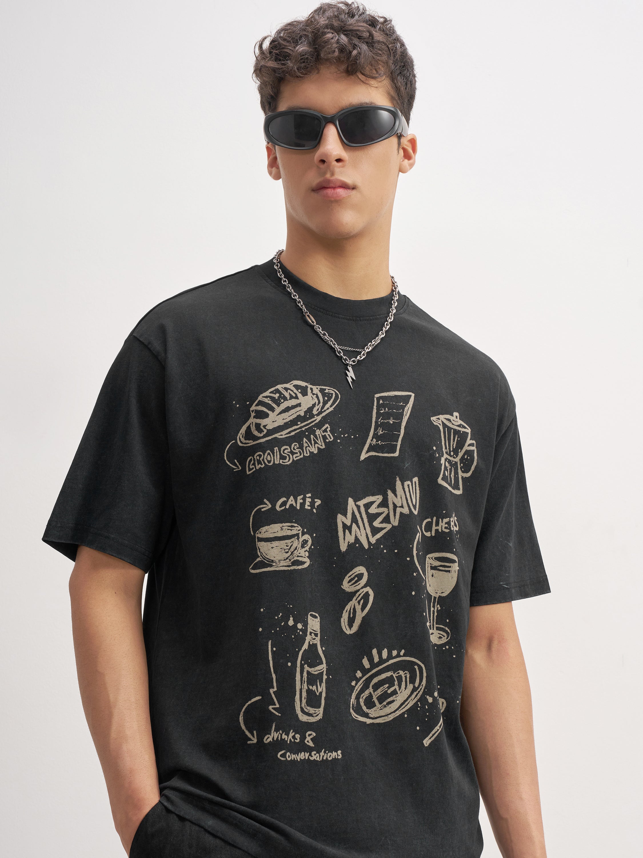 Highlander Men Black Printed Round Neck T-Shirt - Black - Image 1