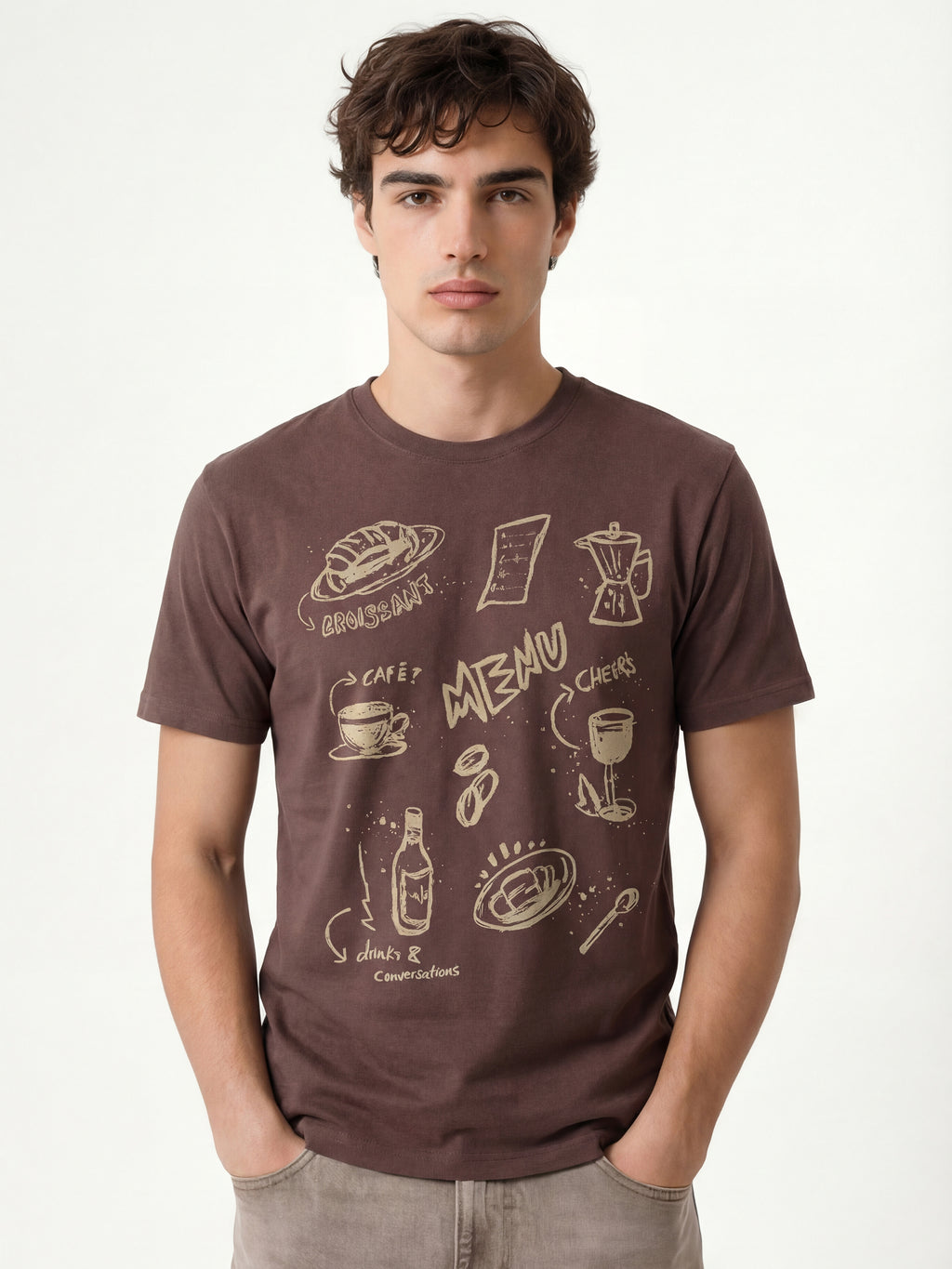 Highlander Men Brown Printed Round Neck T-Shirt - Brown - Image 3