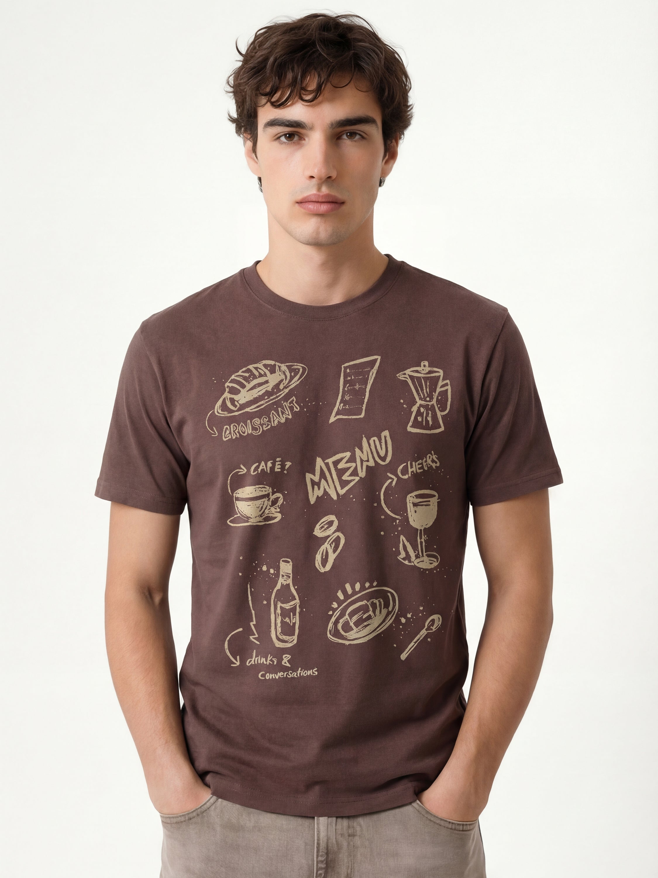 Highlander Men Brown Printed Round Neck T-Shirt - Brown - Image 3