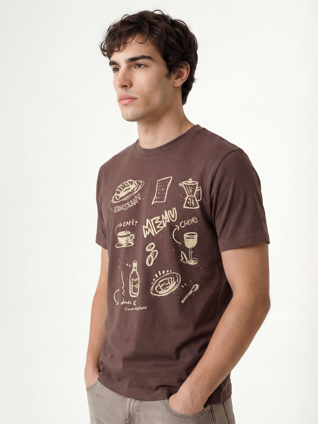 Highlander Men Brown Printed Round Neck T-Shirt - Brown - Image 6
