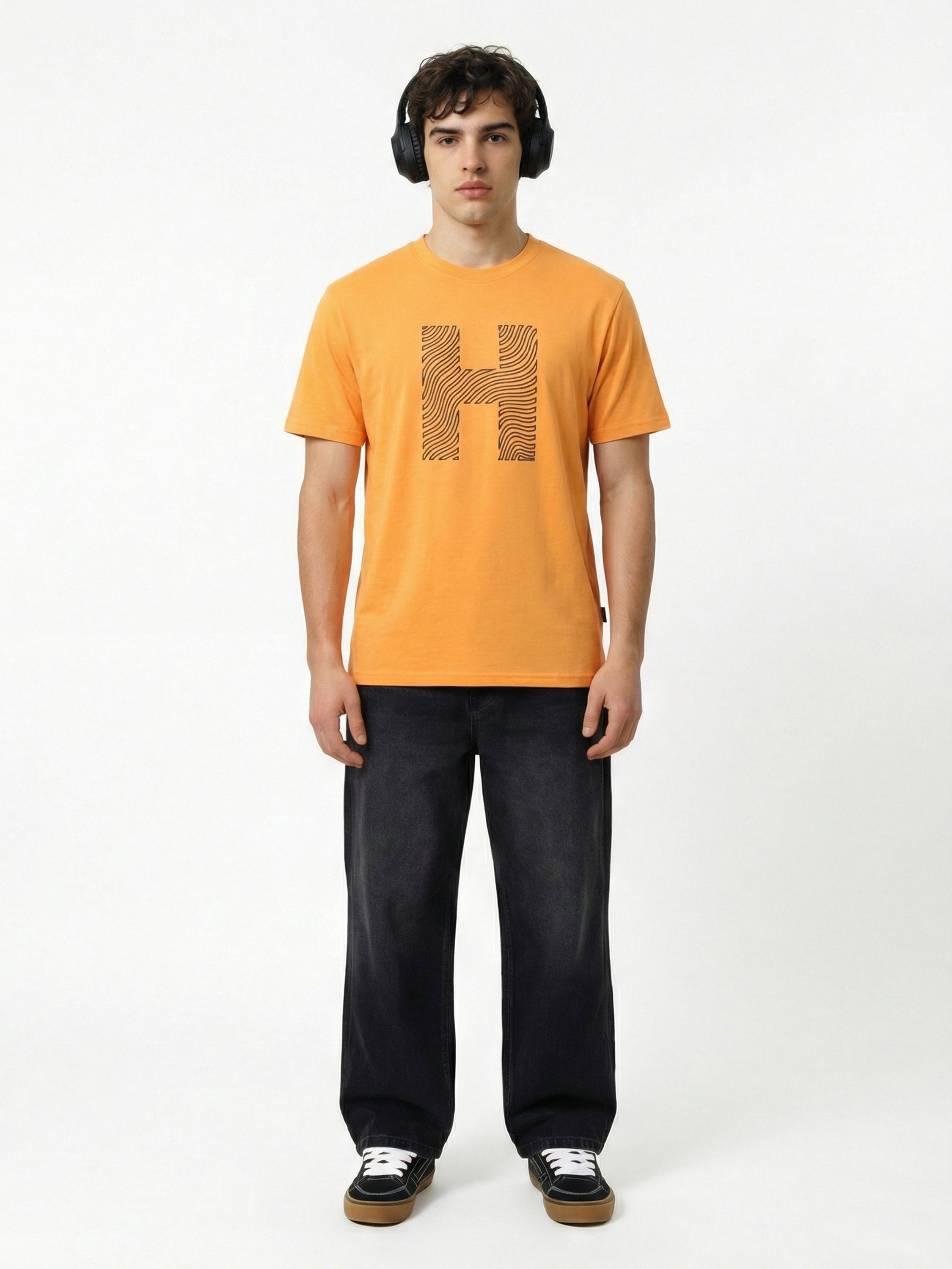 Highlander Men Orange Printed Round Neck T-Shirt - Orange - Image 4