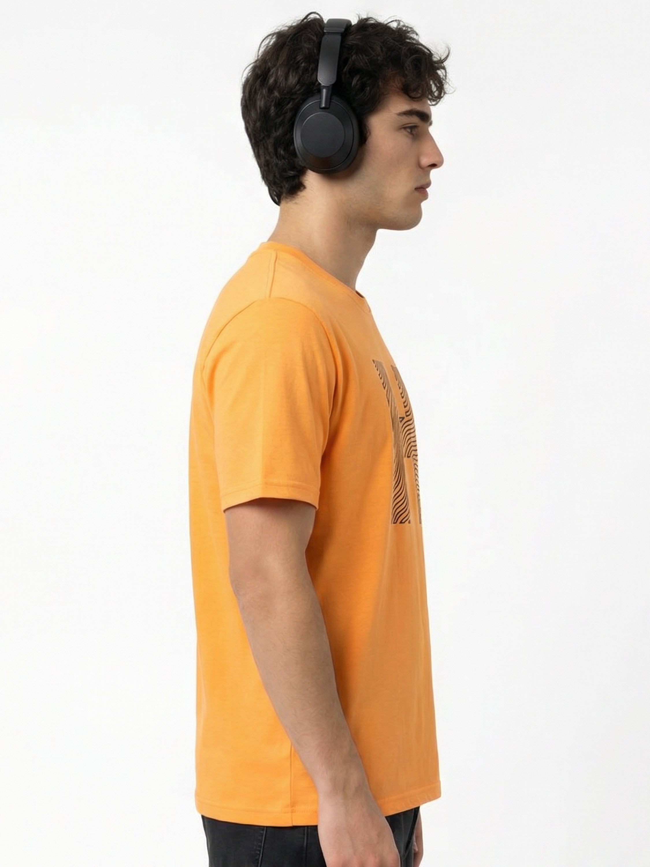 Highlander Men Orange Printed Round Neck T-Shirt - Orange - Image 6