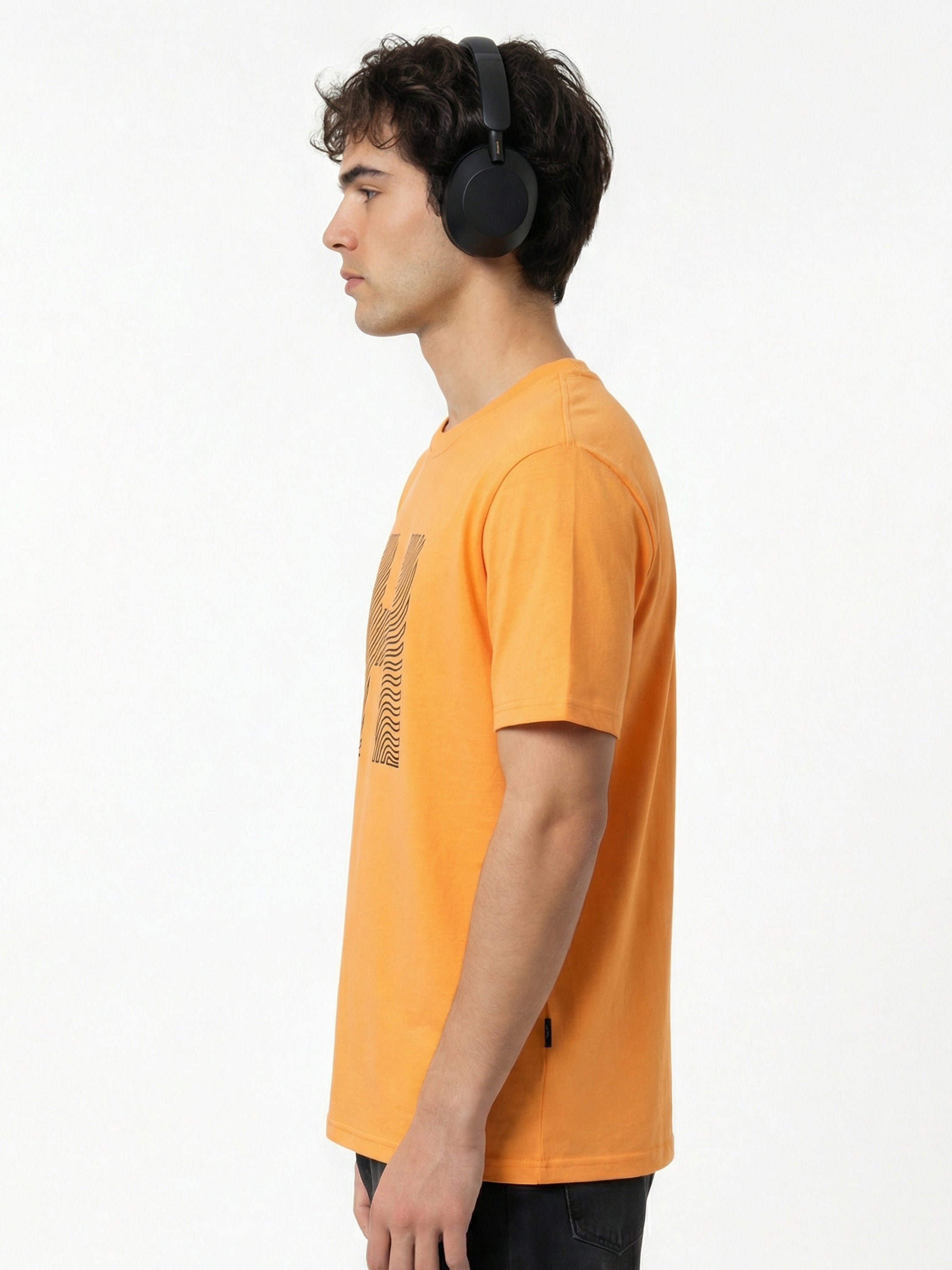 Highlander Men Orange Printed Round Neck T-Shirt - Orange - Image 7