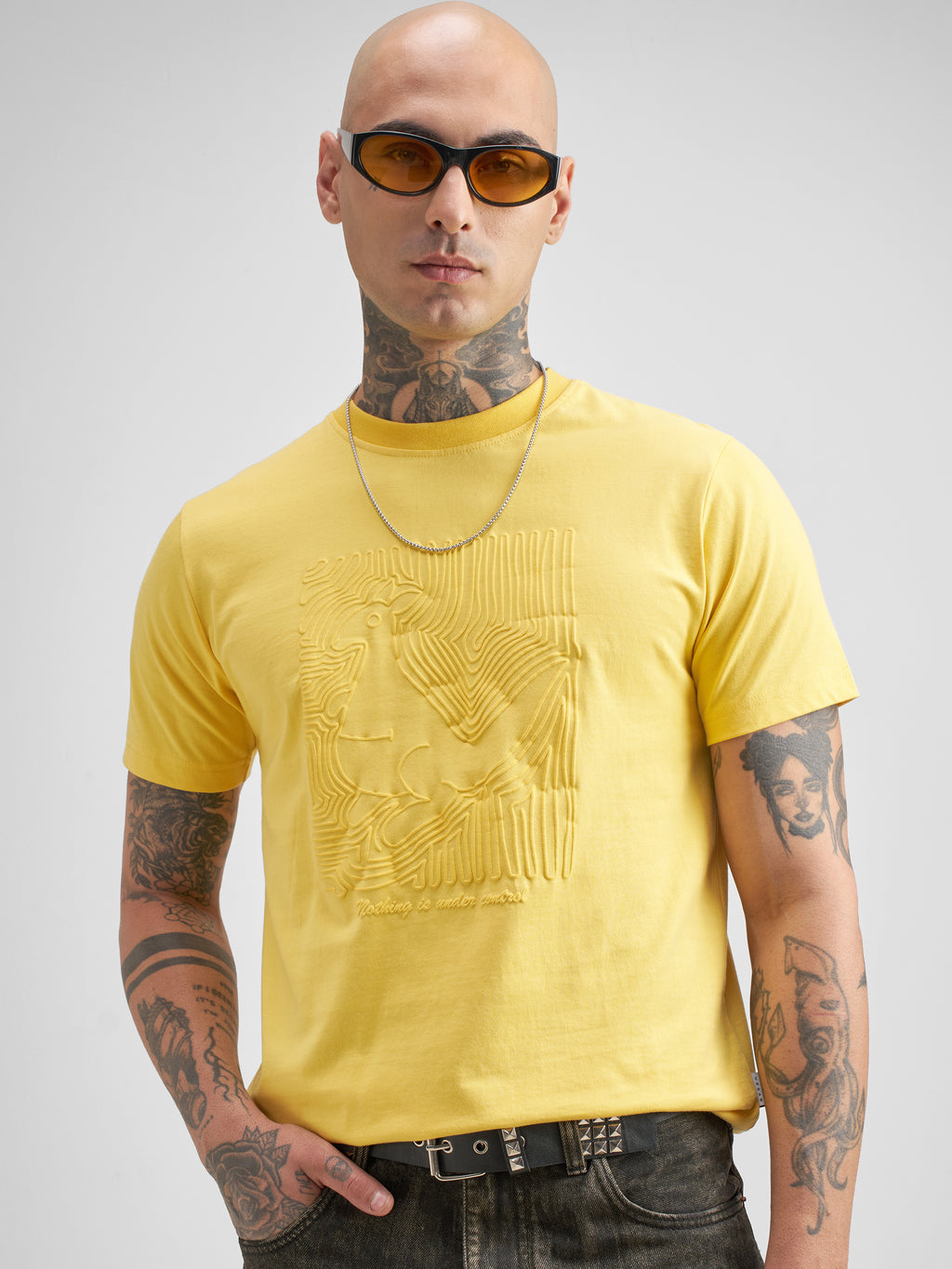 Highlander Men Yellow Printed Round Neck T-Shirt - Yellow - Image 1