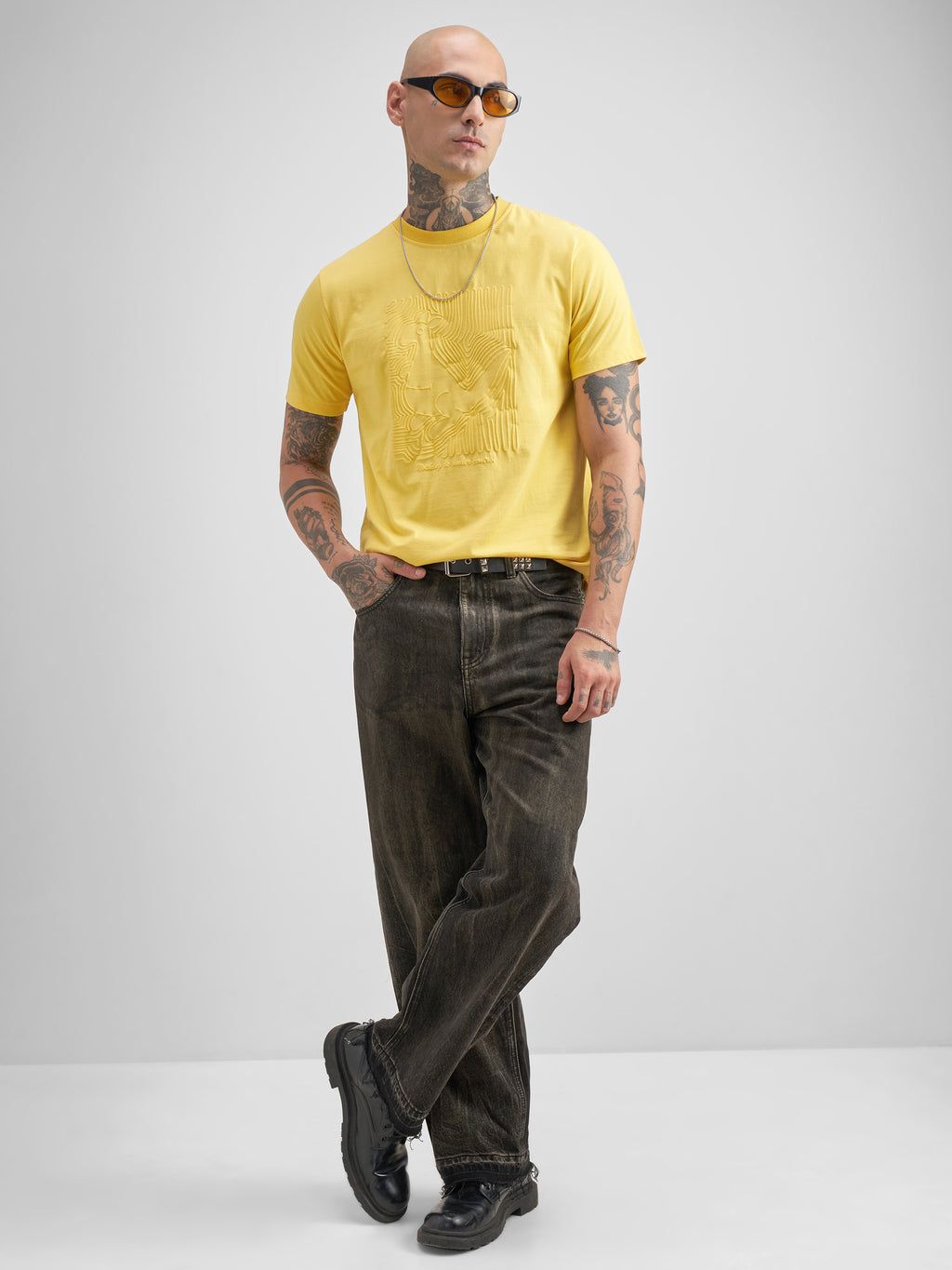 Highlander Men Yellow Printed Round Neck T-Shirt - Yellow - Image 2