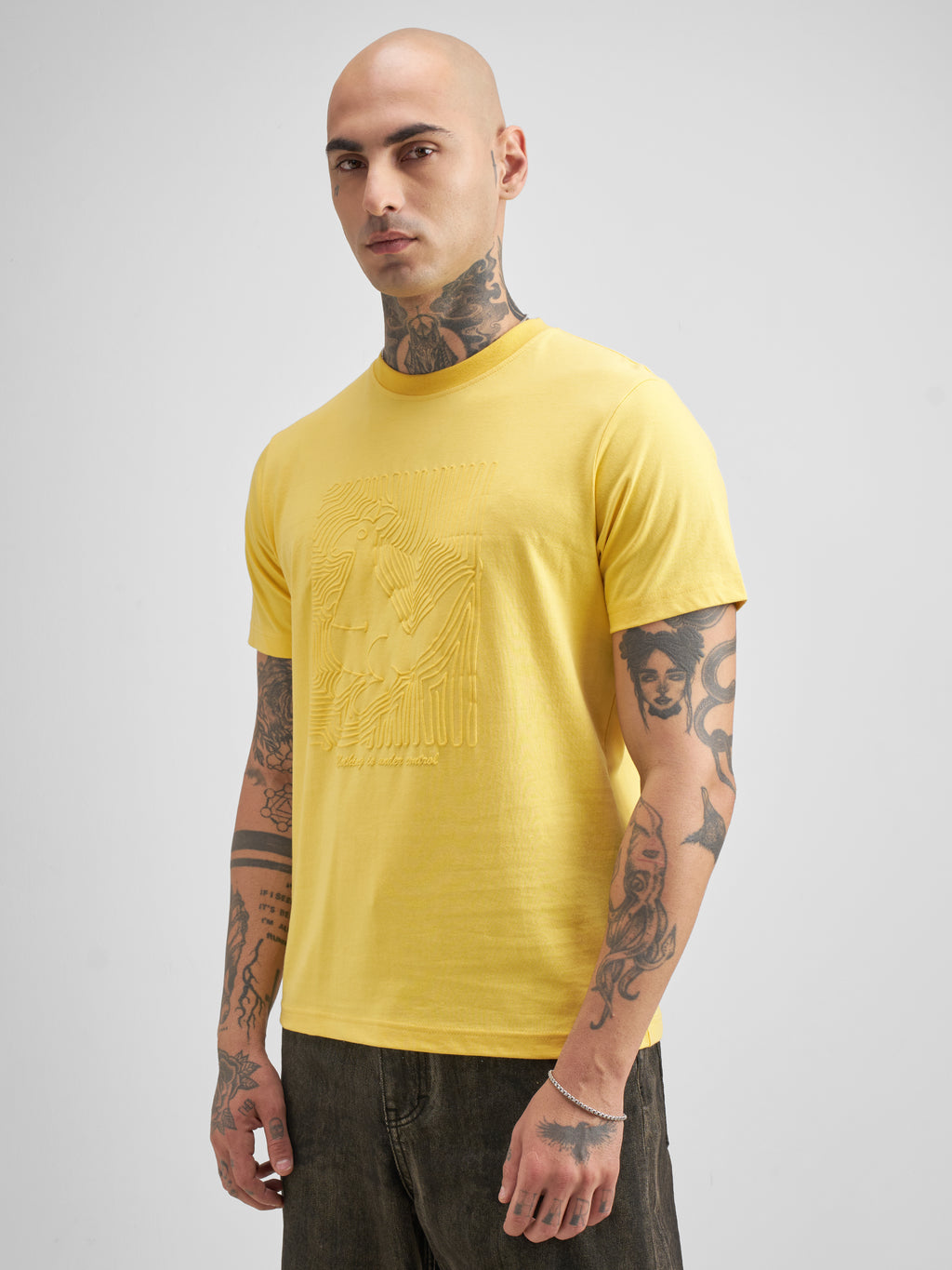 Highlander Men Yellow Printed Round Neck T-Shirt - Yellow - Image 4
