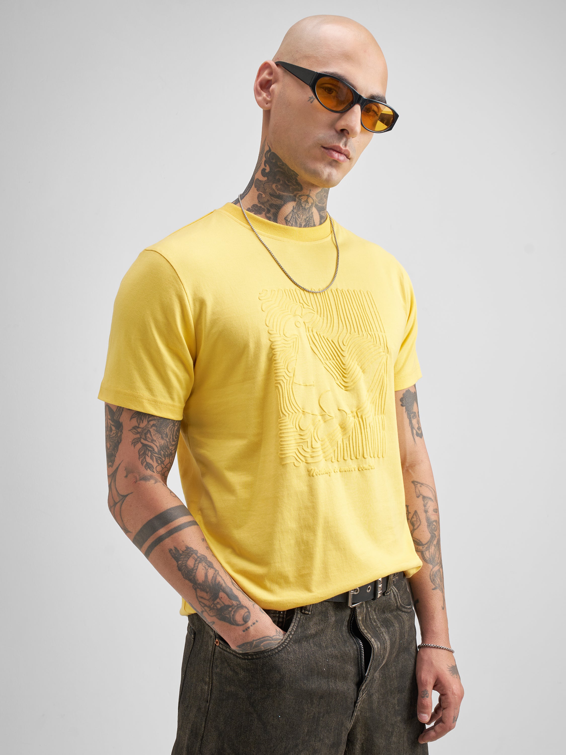 Highlander Men Yellow Printed Round Neck T-Shirt - Yellow - Image 6