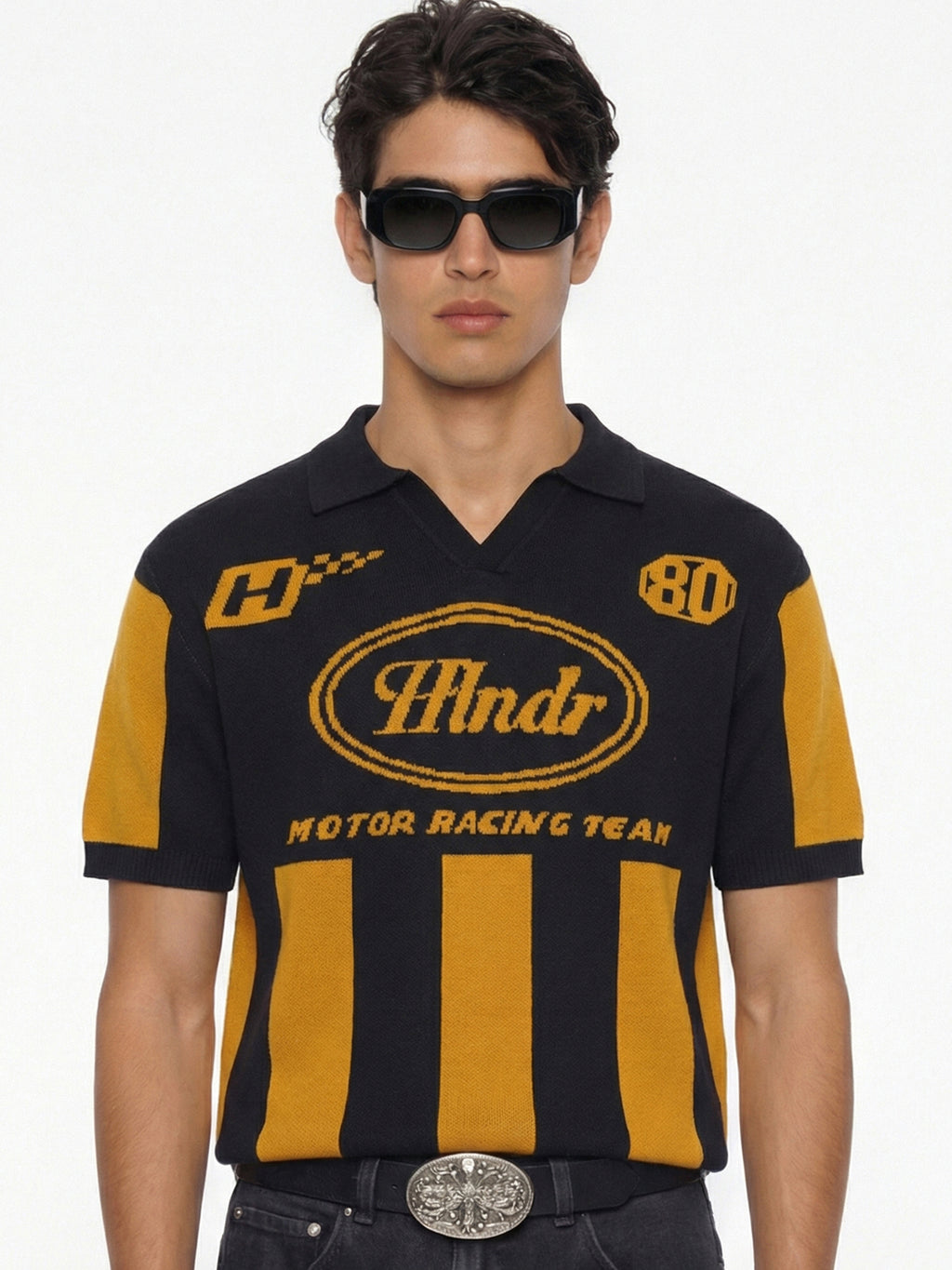 Highlander Men Mustard Printed Polo Collar T-Shirt - Mustard - Image 1