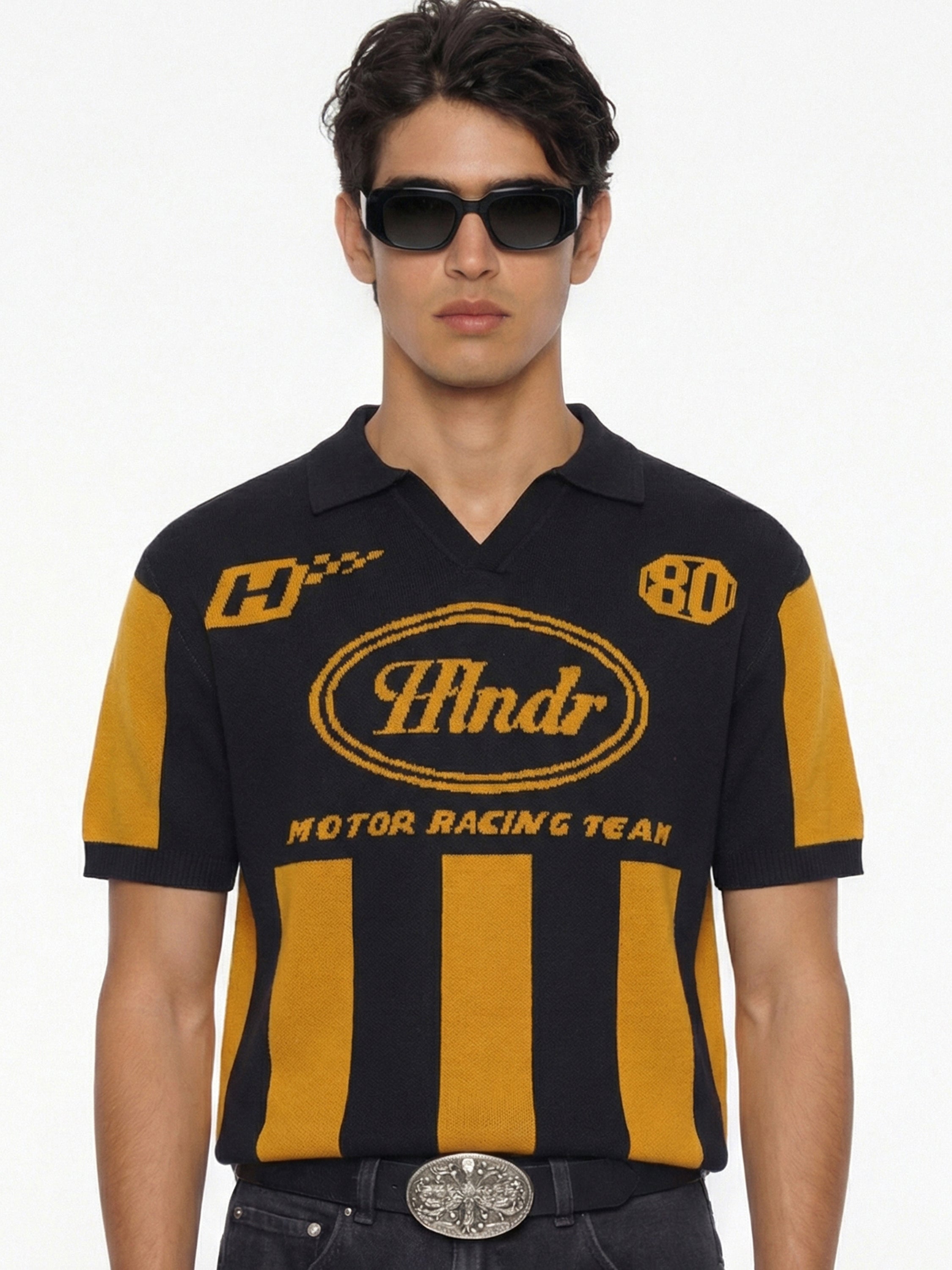 Highlander Men Mustard Printed Polo Collar T-Shirt - Mustard - Image 1